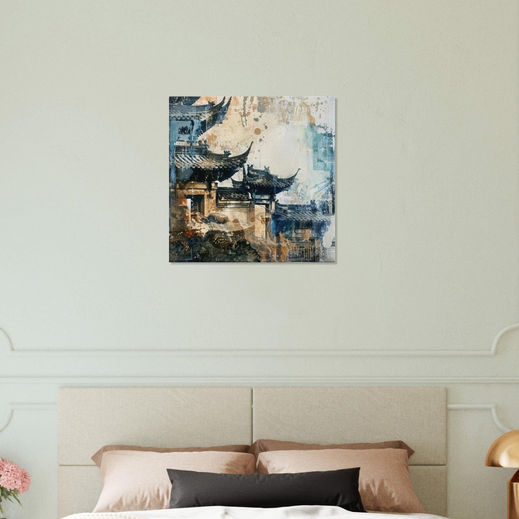 Canvas Square - Old culture of China in abstract style 5 - Shop Ai Art WebShop - Digital Art online Store