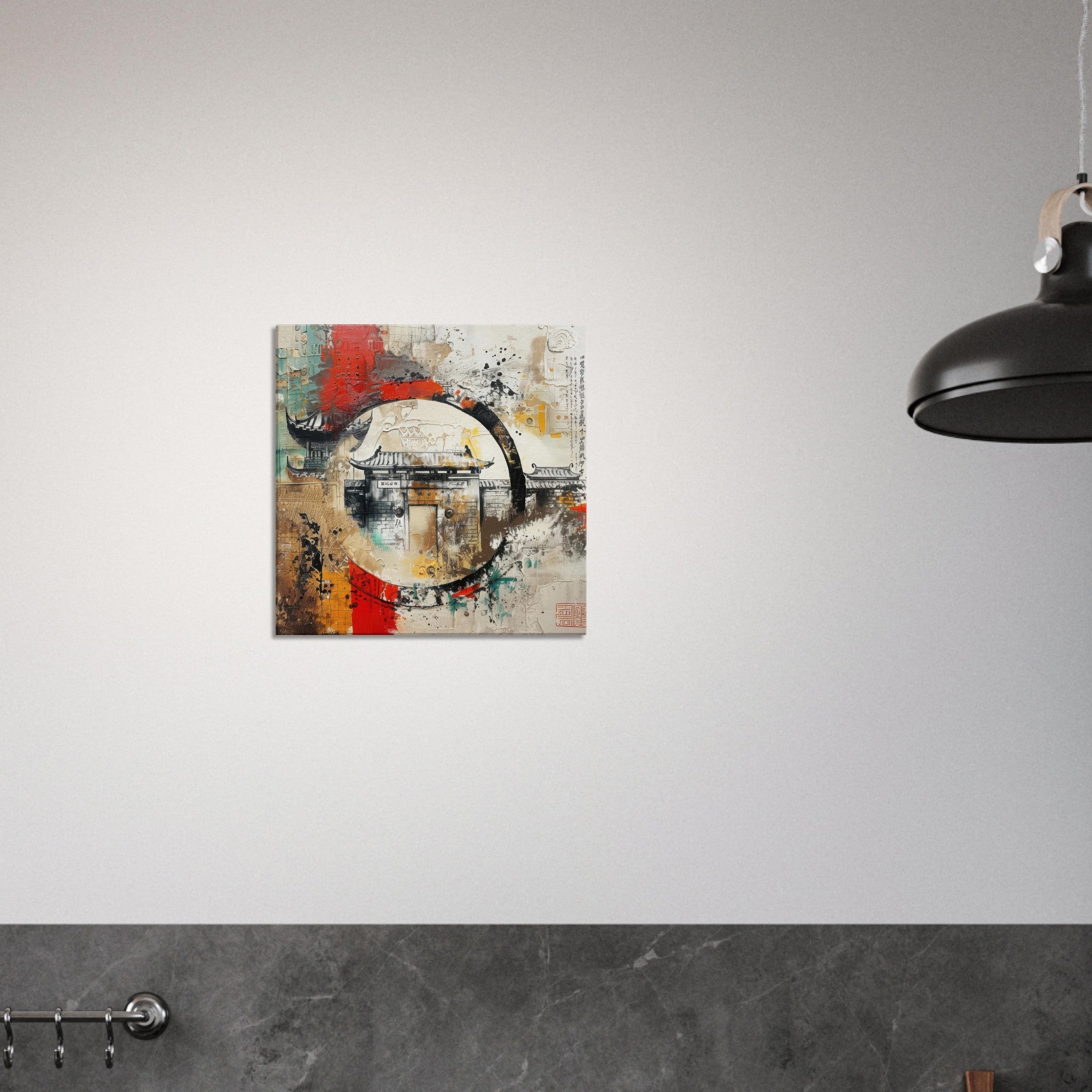 Canvas Square - Old culture of China in abstract style 6 - Shop Ai Art WebShop - Digital Art online Store