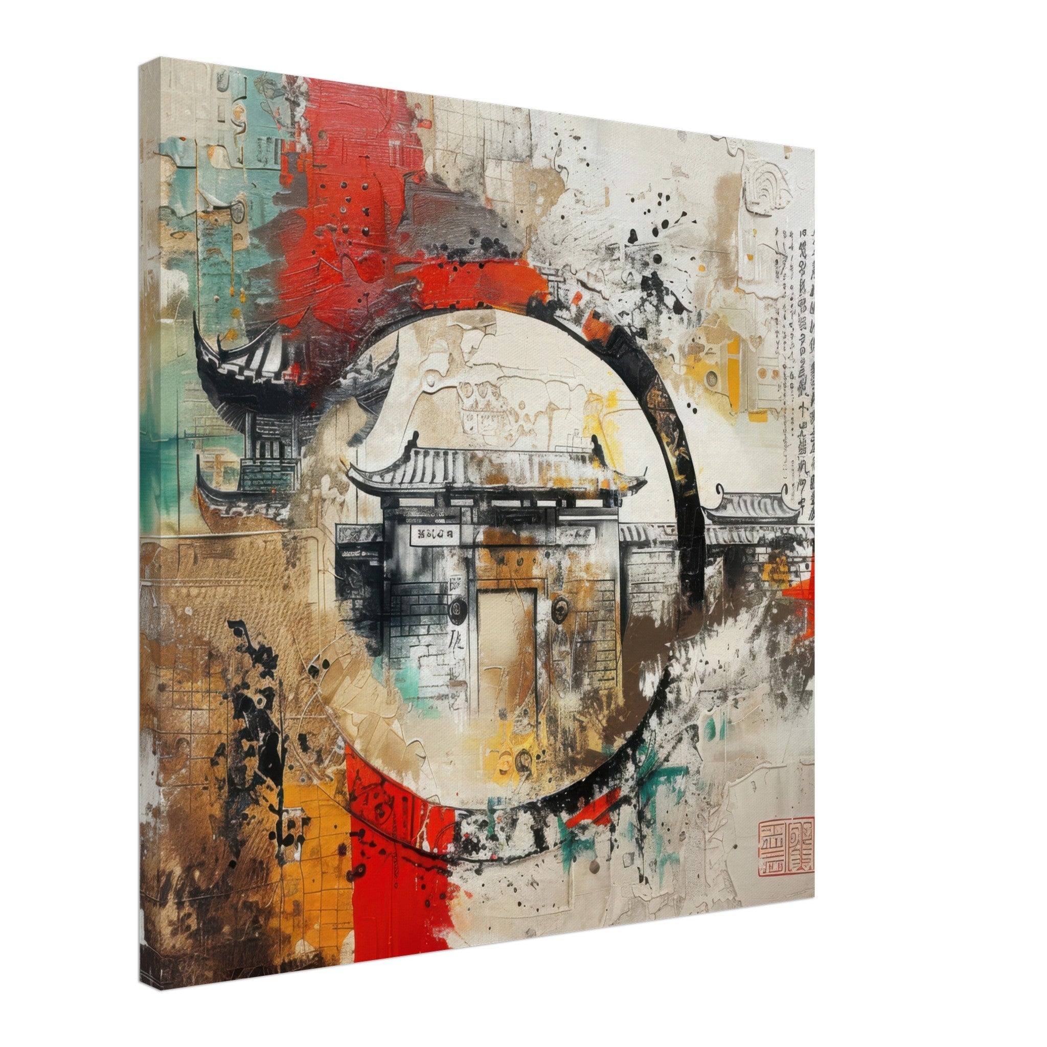 Canvas Square - Old culture of China in abstract style 6 - Shop Ai Art WebShop - Digital Art online Store