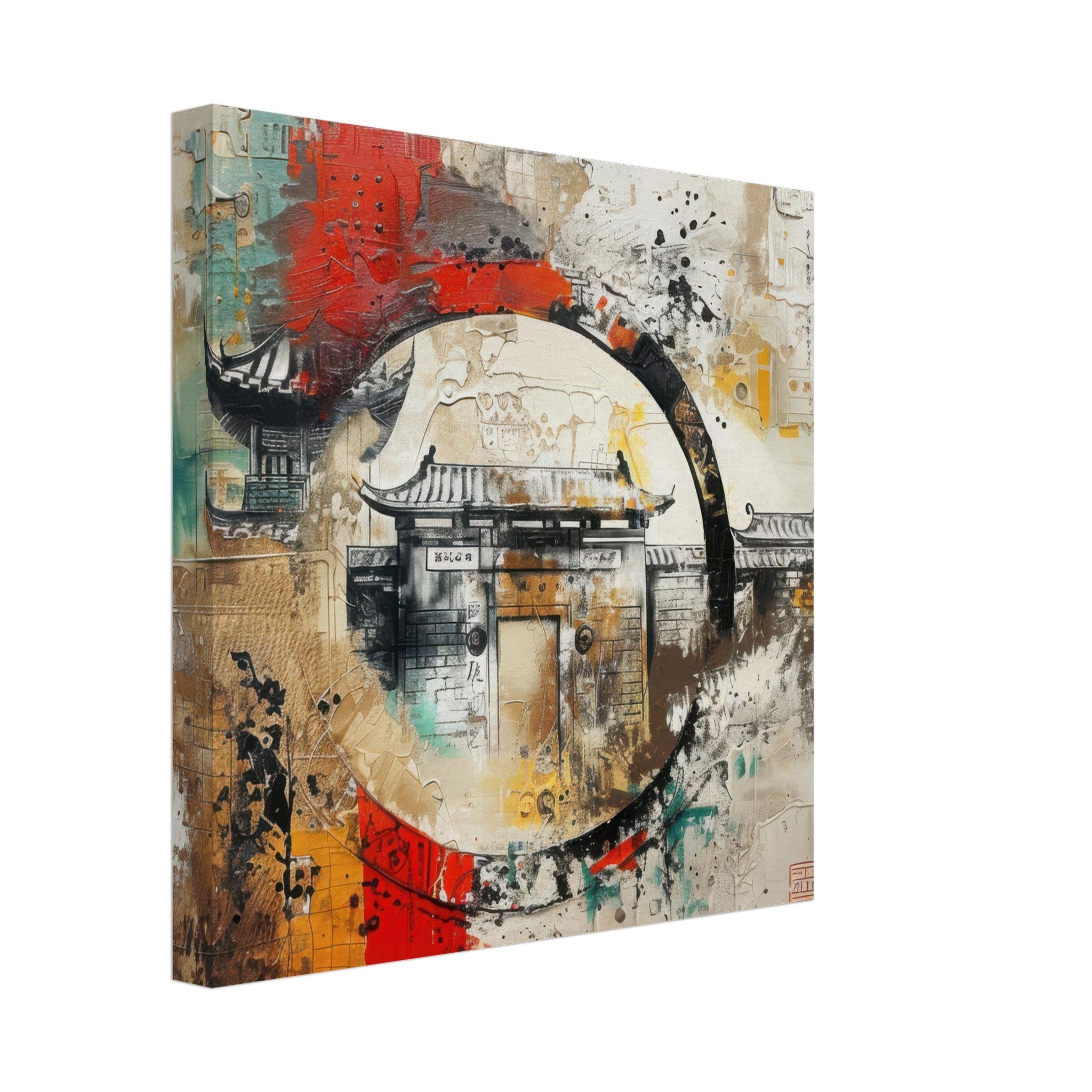 Canvas Square - Old culture of China in abstract style 6 - Shop Ai Art WebShop - Digital Art online Store