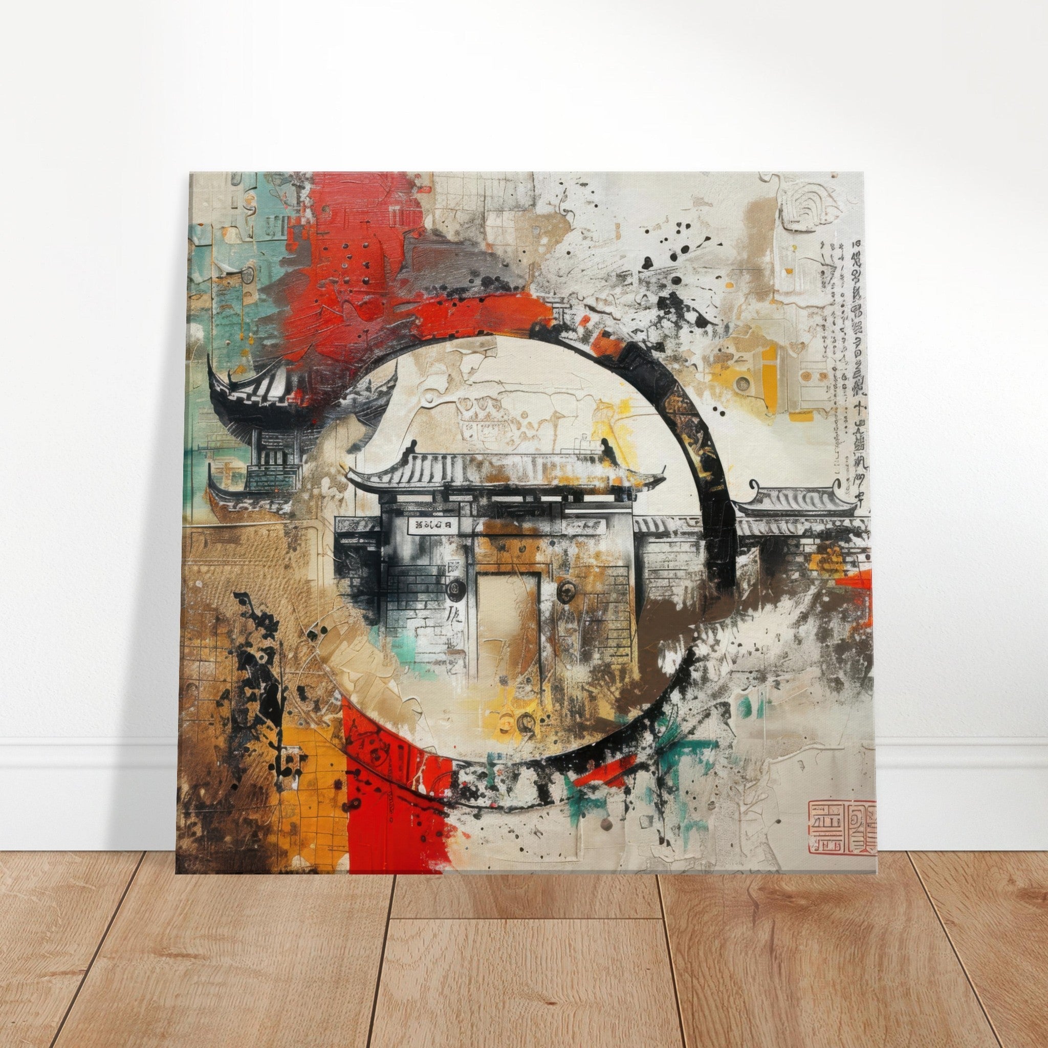 Canvas Square - Old culture of China in abstract style 6 - Shop Ai Art WebShop - Digital Art online Store