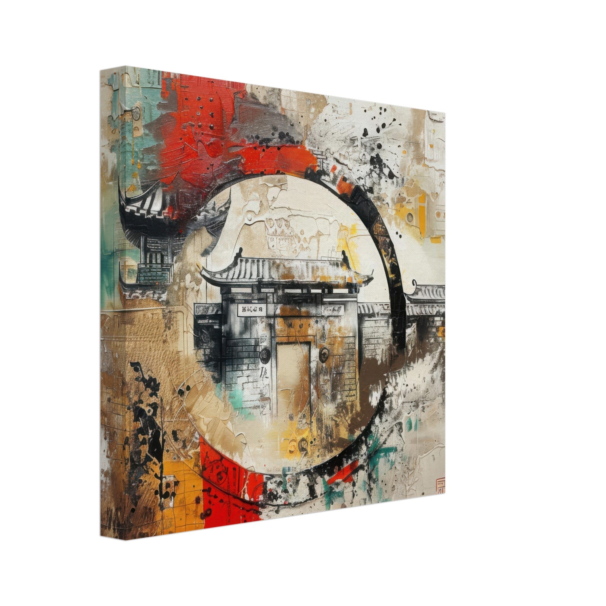 Canvas Square - Old culture of China in abstract style 6 - Shop Ai Art WebShop - Digital Art online Store