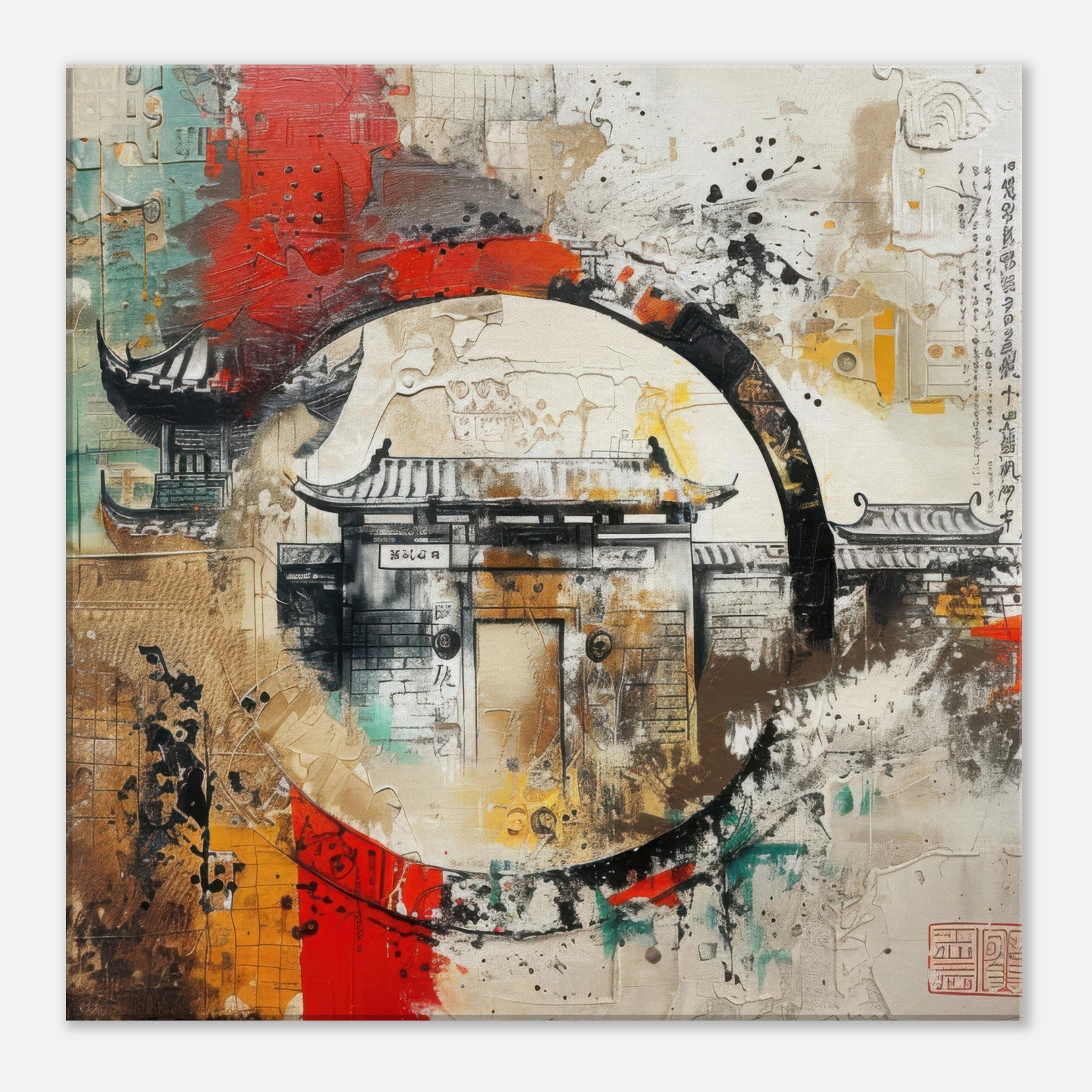 Canvas Square - Old culture of China in abstract style 6 - Shop Ai Art WebShop - Digital Art online Store