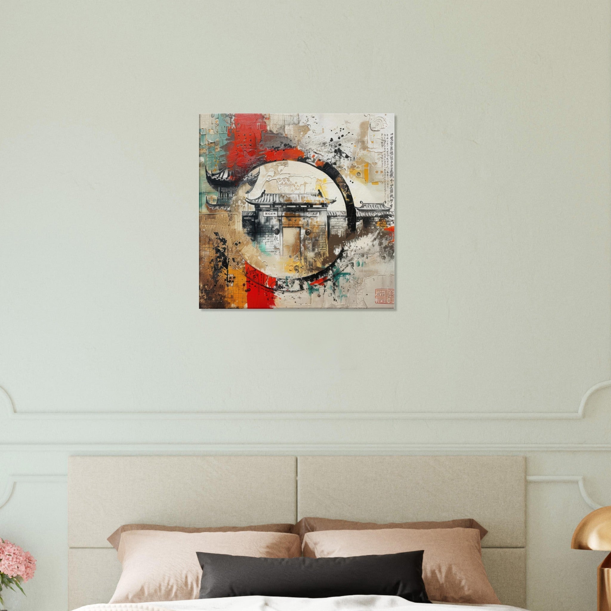 Canvas Square - Old culture of China in abstract style 6 - Shop Ai Art WebShop - Digital Art online Store