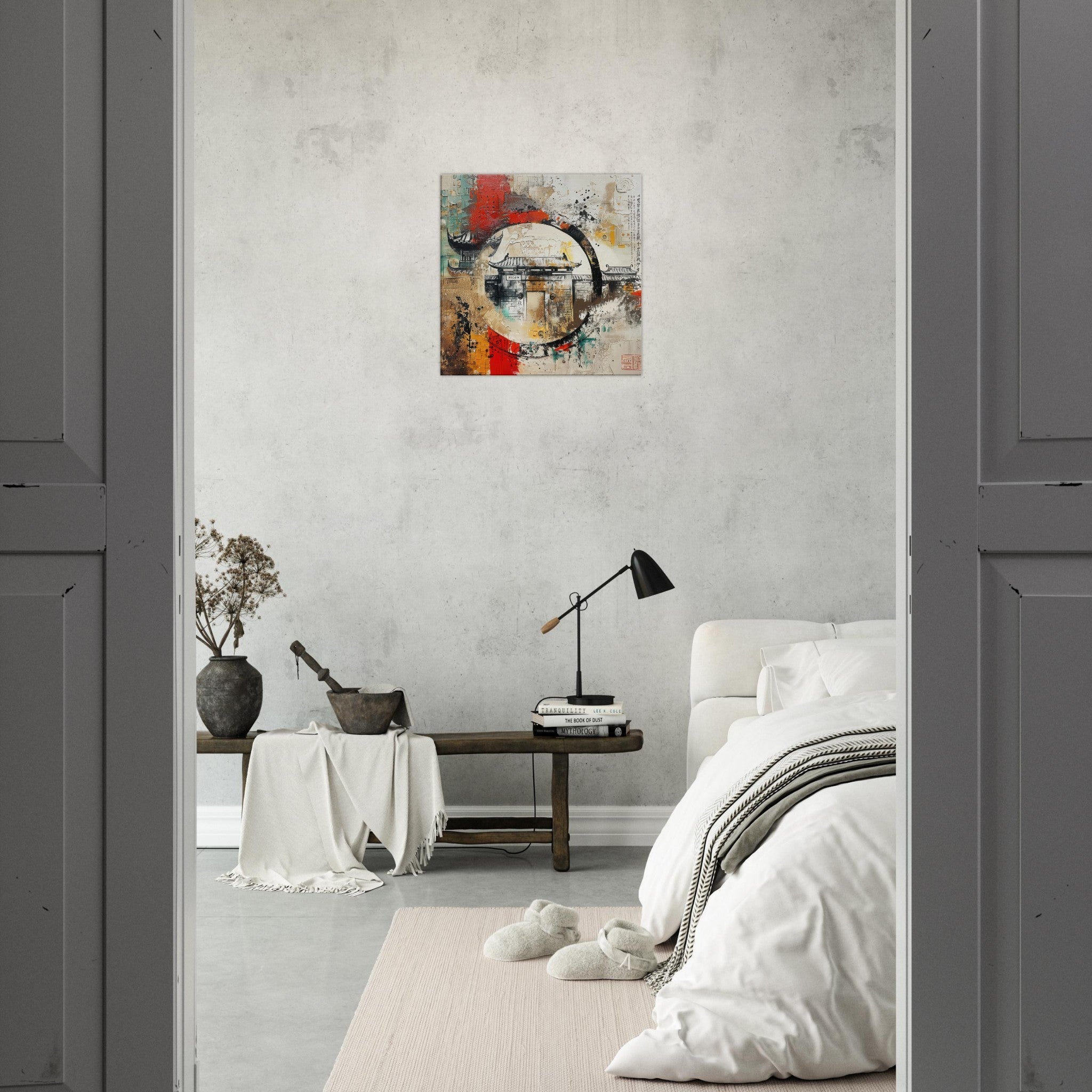 Canvas Square - Old culture of China in abstract style 6 - Shop Ai Art WebShop - Digital Art online Store