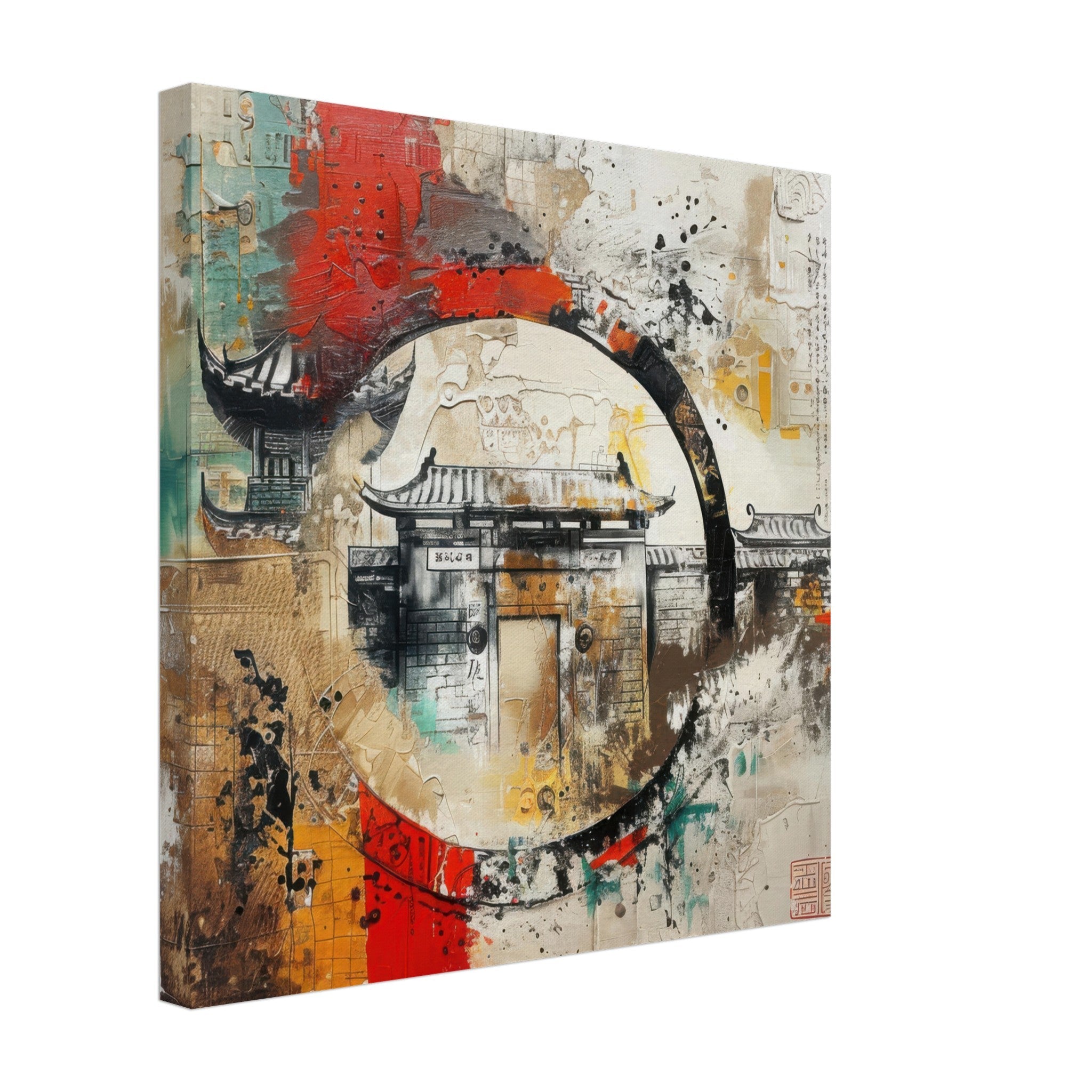 Canvas Square - Old culture of China in abstract style 6 - Shop Ai Art WebShop - Digital Art online Store