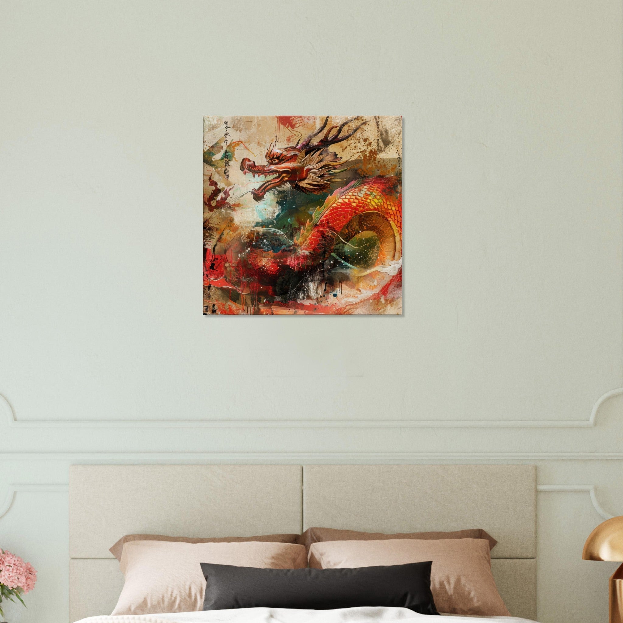 Canvas Square - Old culture of China in abstract style 7 - Shop Ai Art WebShop - Digital Art online Store