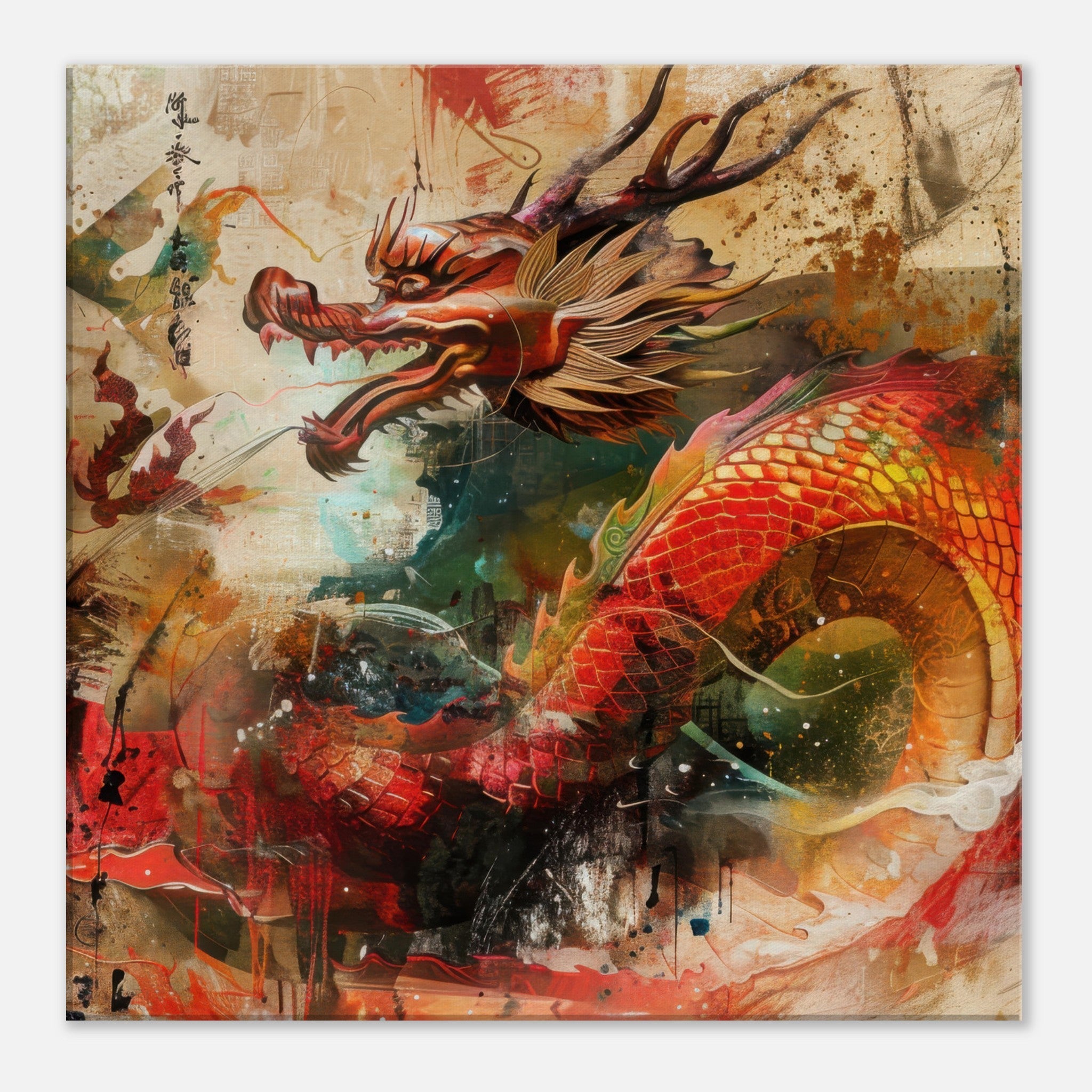 Canvas Square - Old culture of China in abstract style 7 - Shop Ai Art WebShop - Digital Art online Store