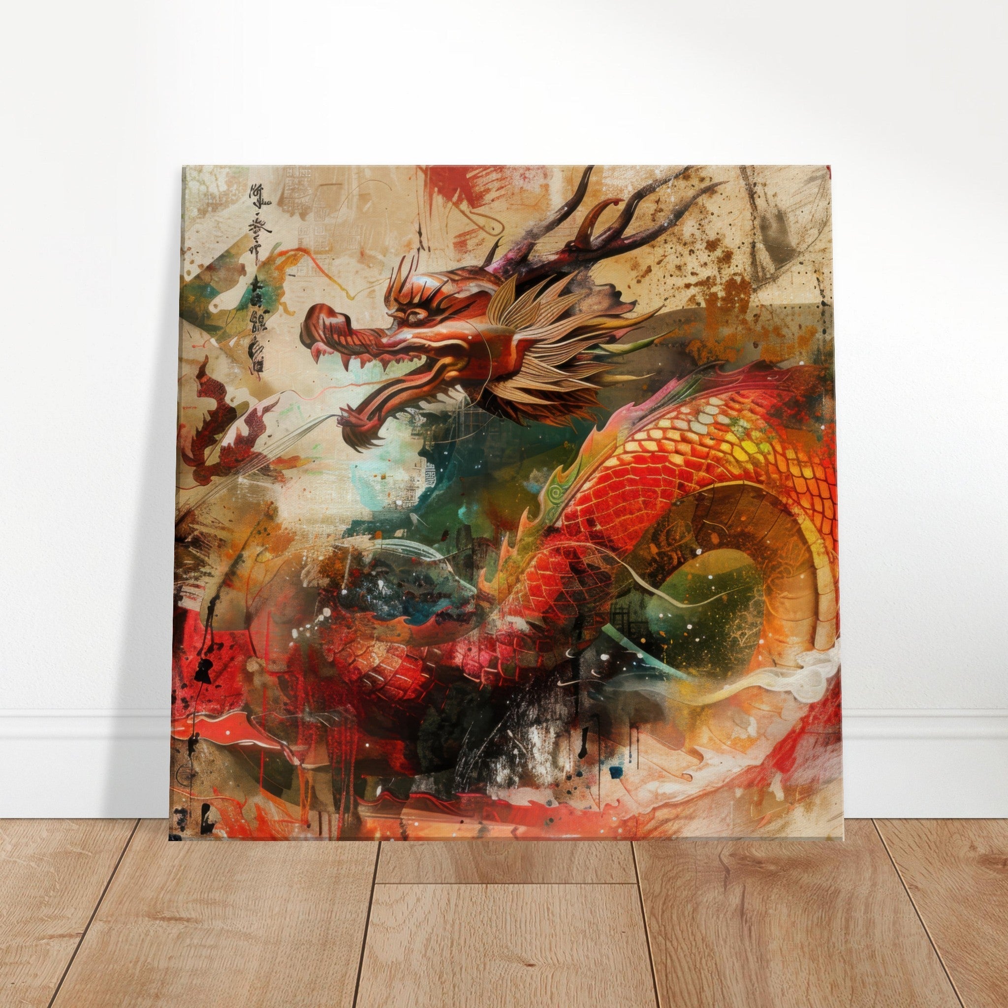 Canvas Square - Old culture of China in abstract style 7 - Shop Ai Art WebShop - Digital Art online Store