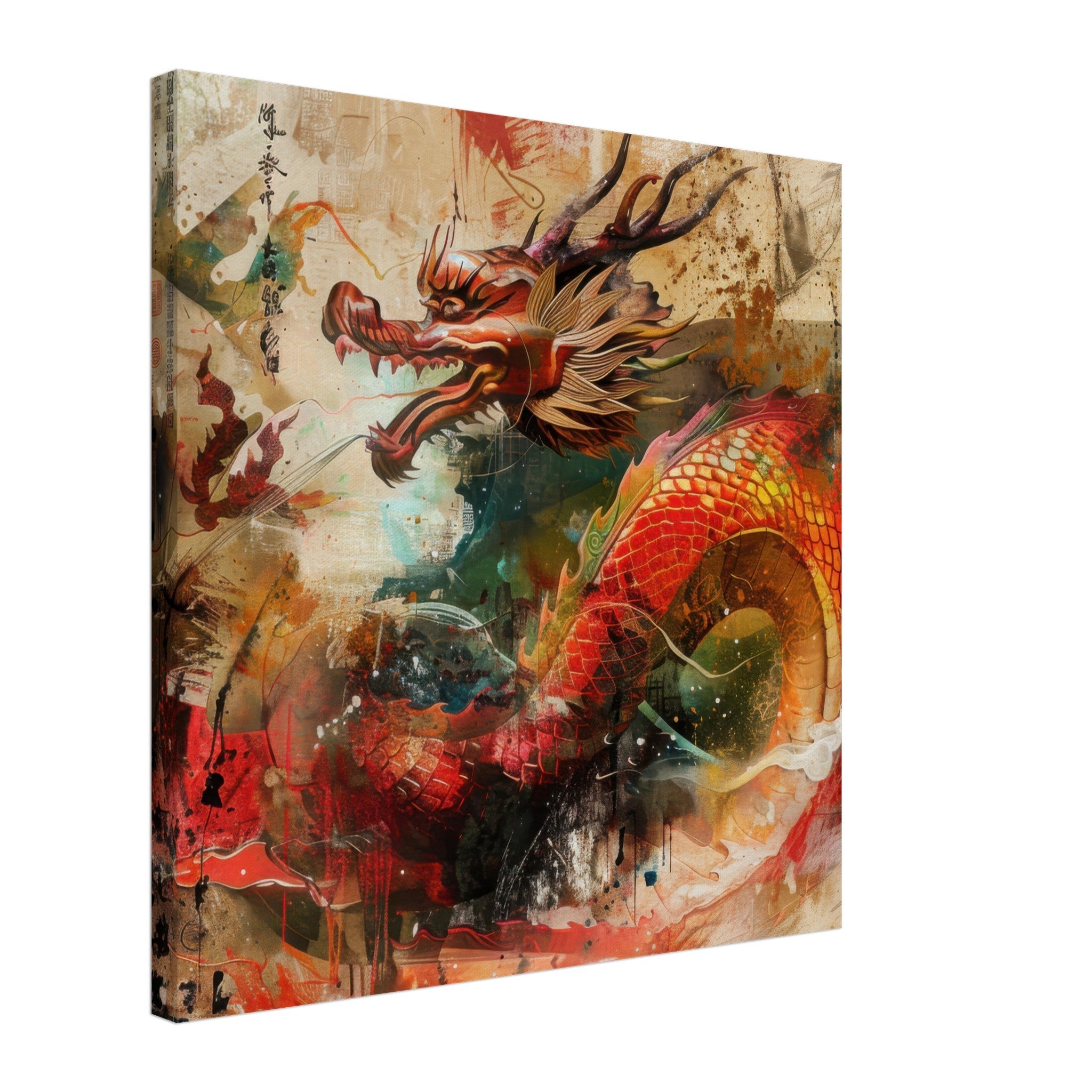 Canvas Square - Old culture of China in abstract style 7 - Shop Ai Art WebShop - Digital Art online Store