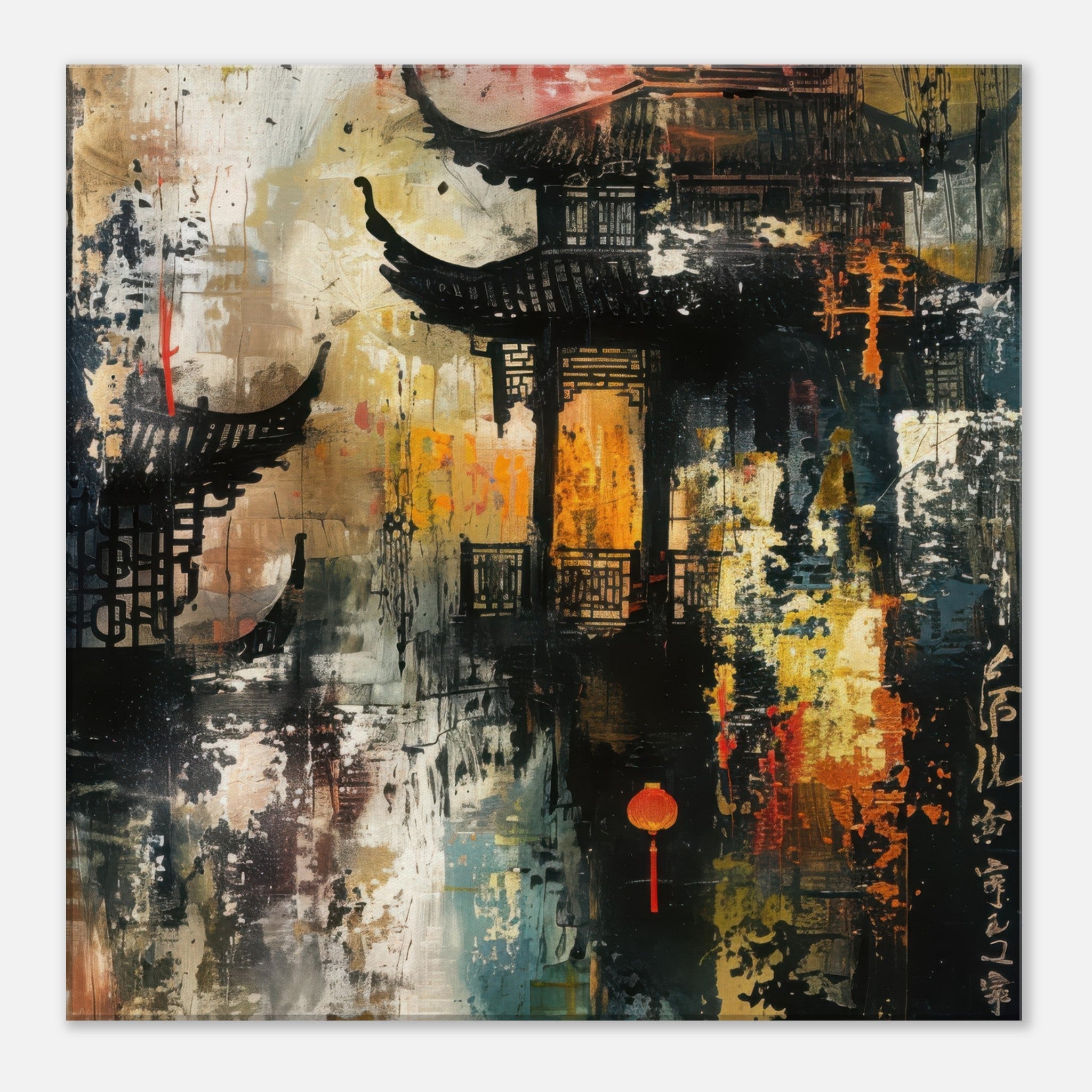 Canvas Square - Old culture of China in abstract style - Shop Ai Art WebShop - Digital Art online Store