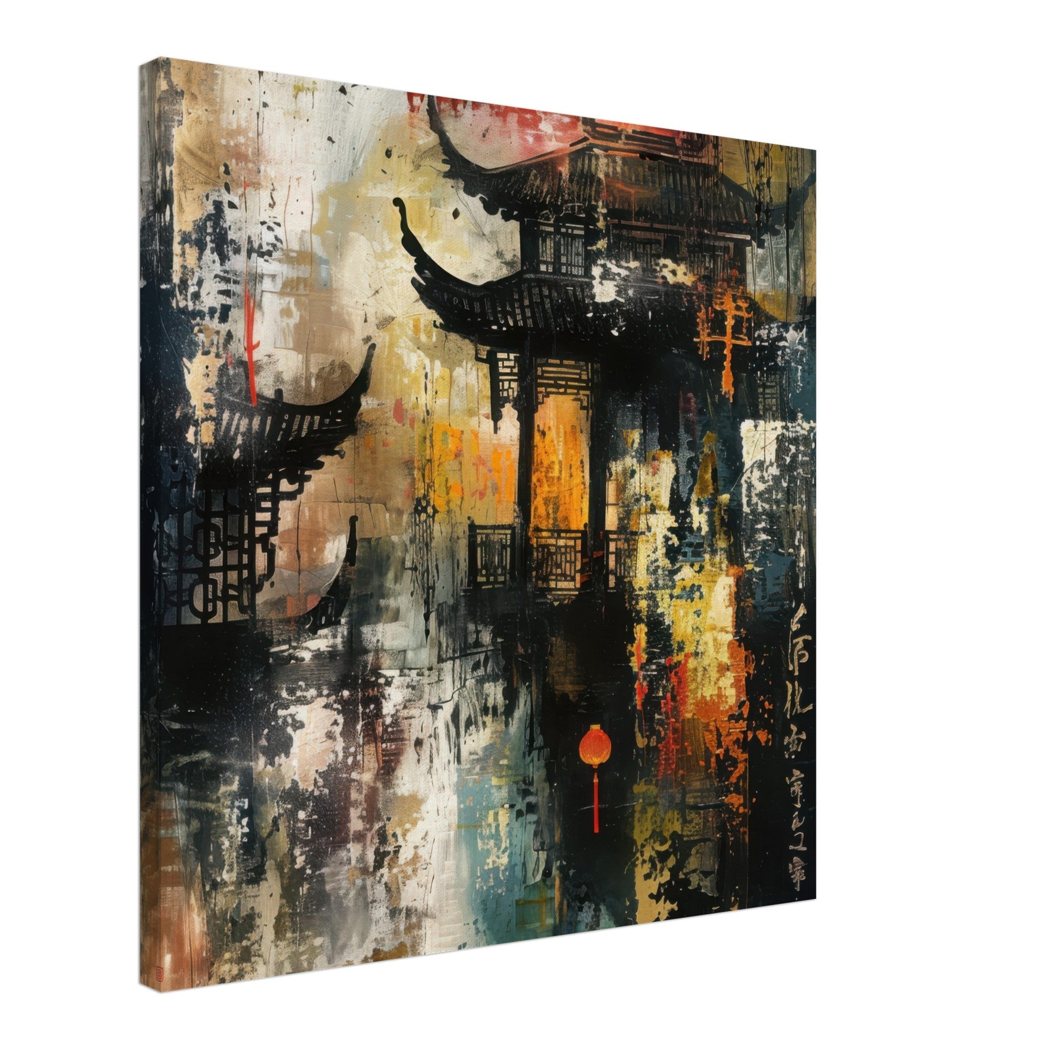Canvas Square - Old culture of China in abstract style - Shop Ai Art WebShop - Digital Art online Store