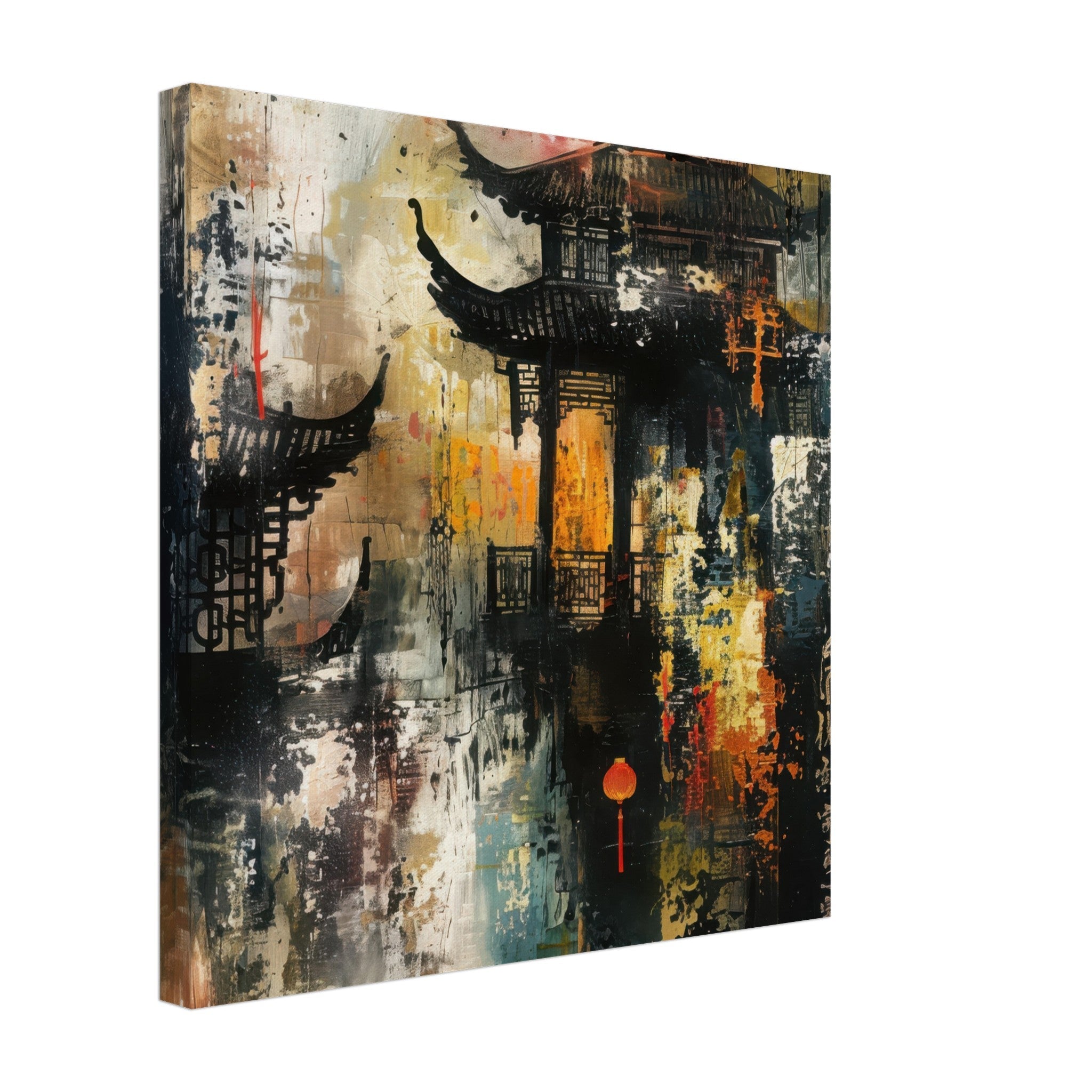 Canvas Square - Old culture of China in abstract style - Shop Ai Art WebShop - Digital Art online Store
