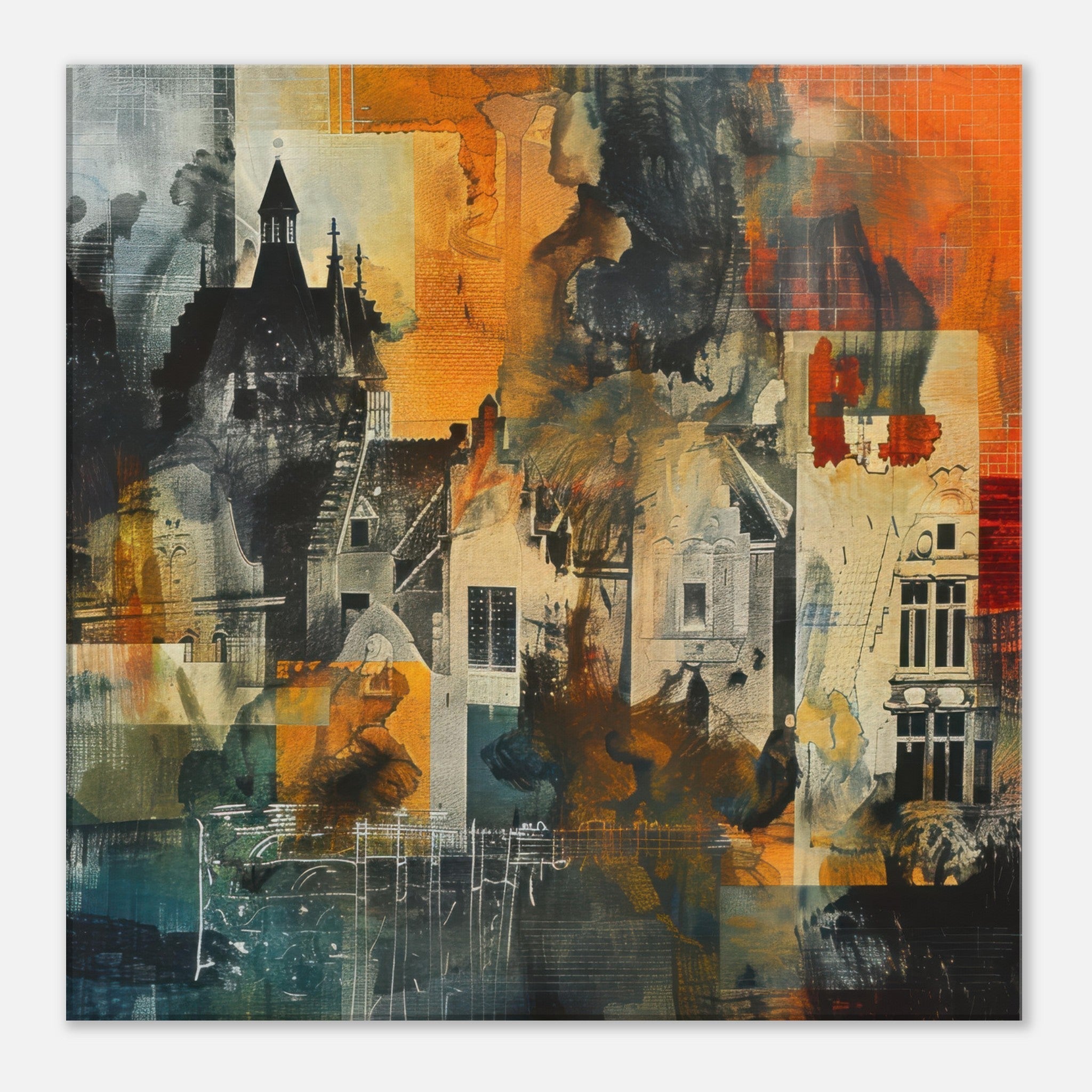 Canvas Square - Old culture of the Netherlands in abstract style 4 - Shop Ai Art WebShop - Digital Art online Store