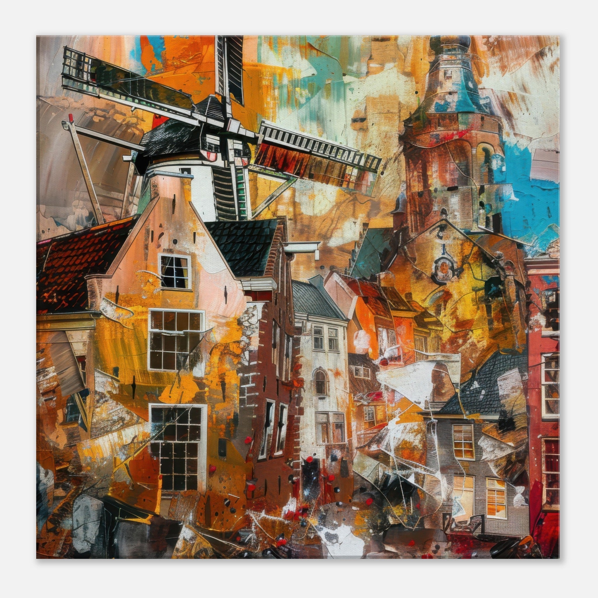 Canvas Square - Old culture of the Netherlands in abstract style 5 - Shop Ai Art WebShop - Digital Art online Store
