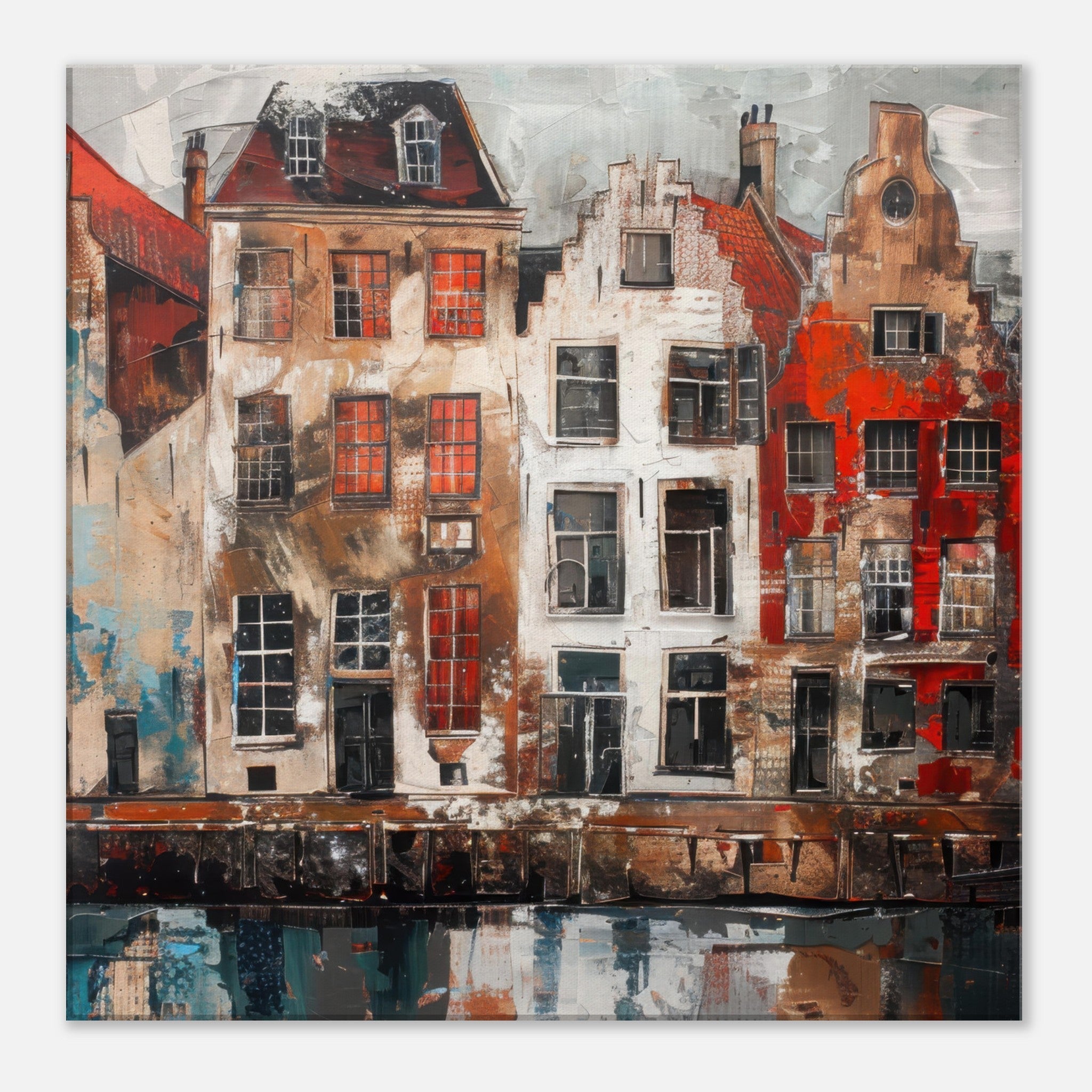 Canvas Square - Old culture of the Netherlands in abstract style - Shop Ai Art WebShop - Digital Art online Store