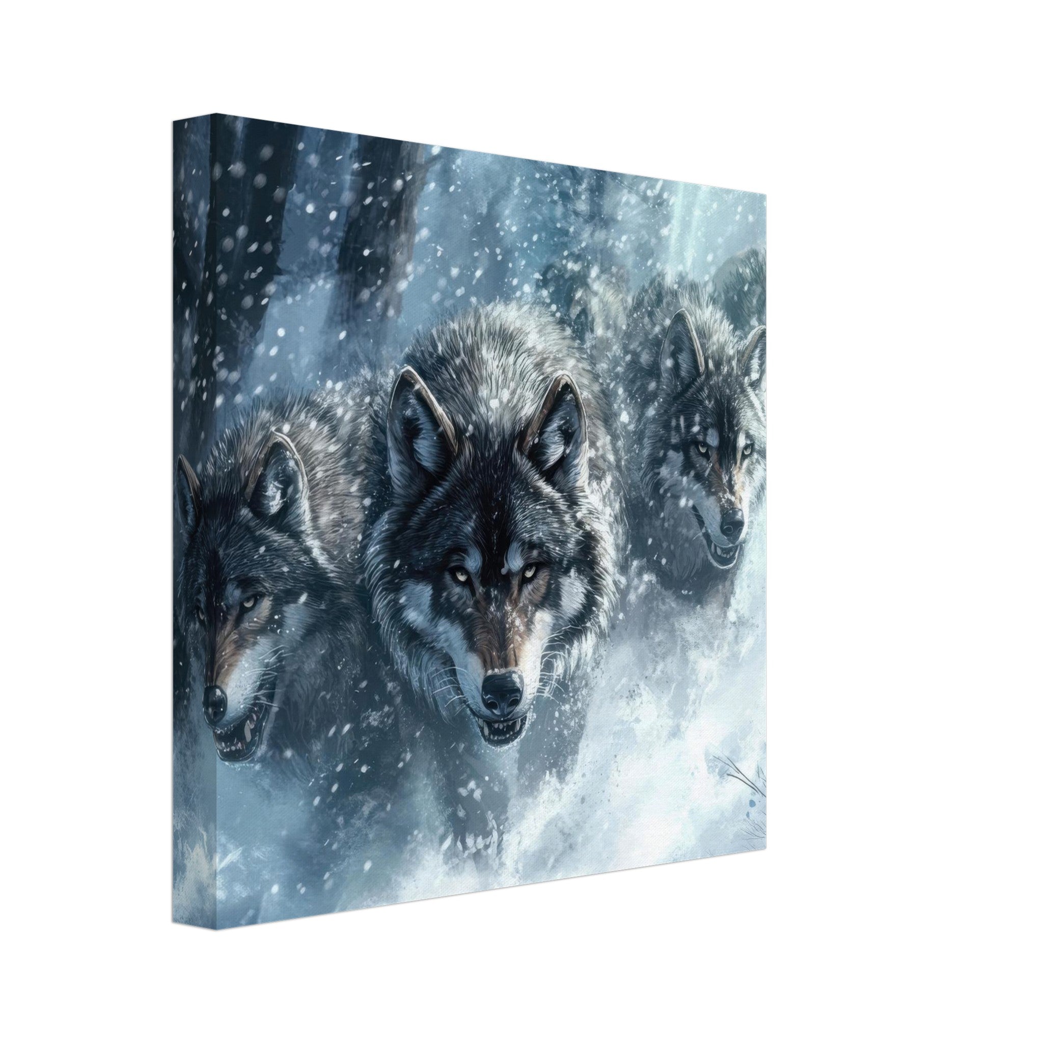Canvas Square - Wolf Pack in the Snowy Wilderness - Shop Ai Art WebShop - Digital Art online Store
