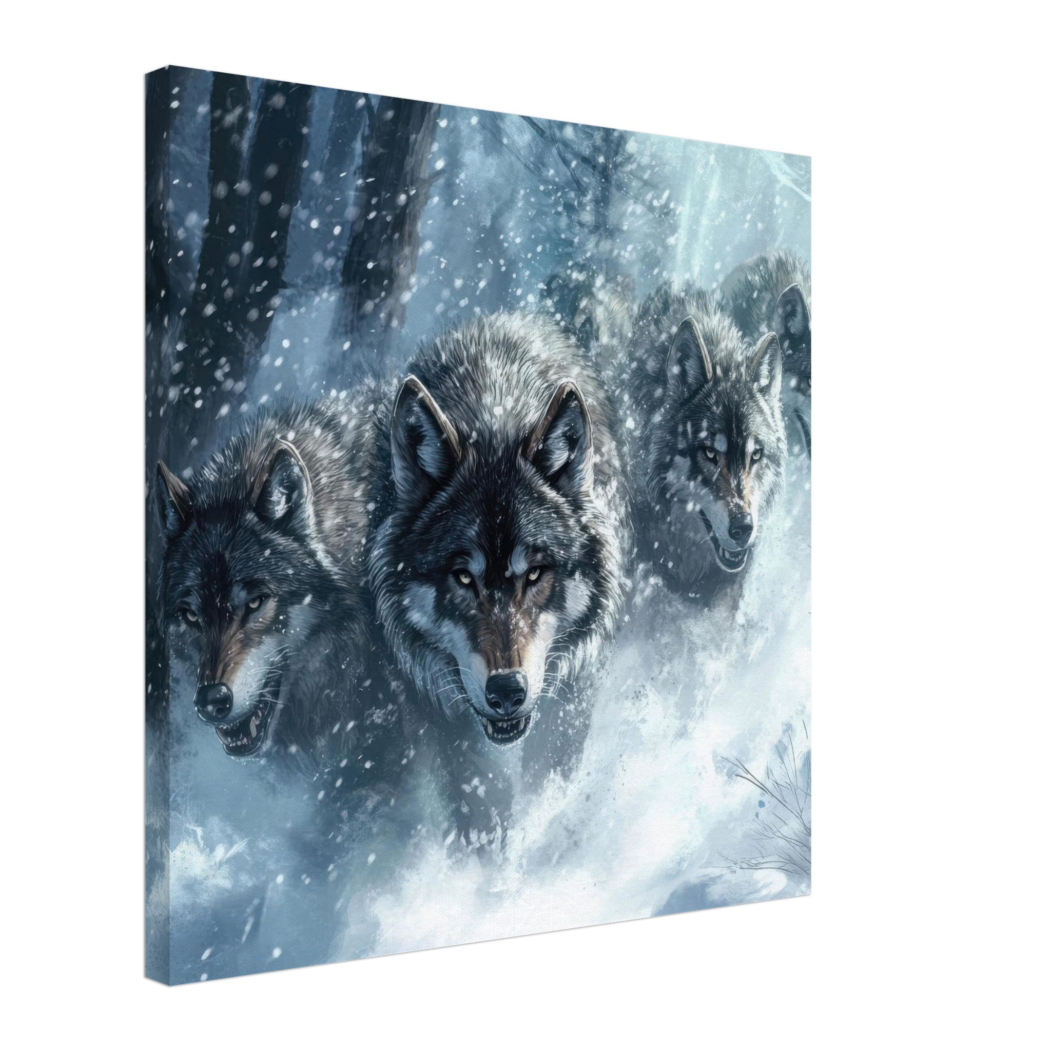 Canvas Square - Wolf Pack in the Snowy Wilderness - Shop Ai Art WebShop - Digital Art online Store