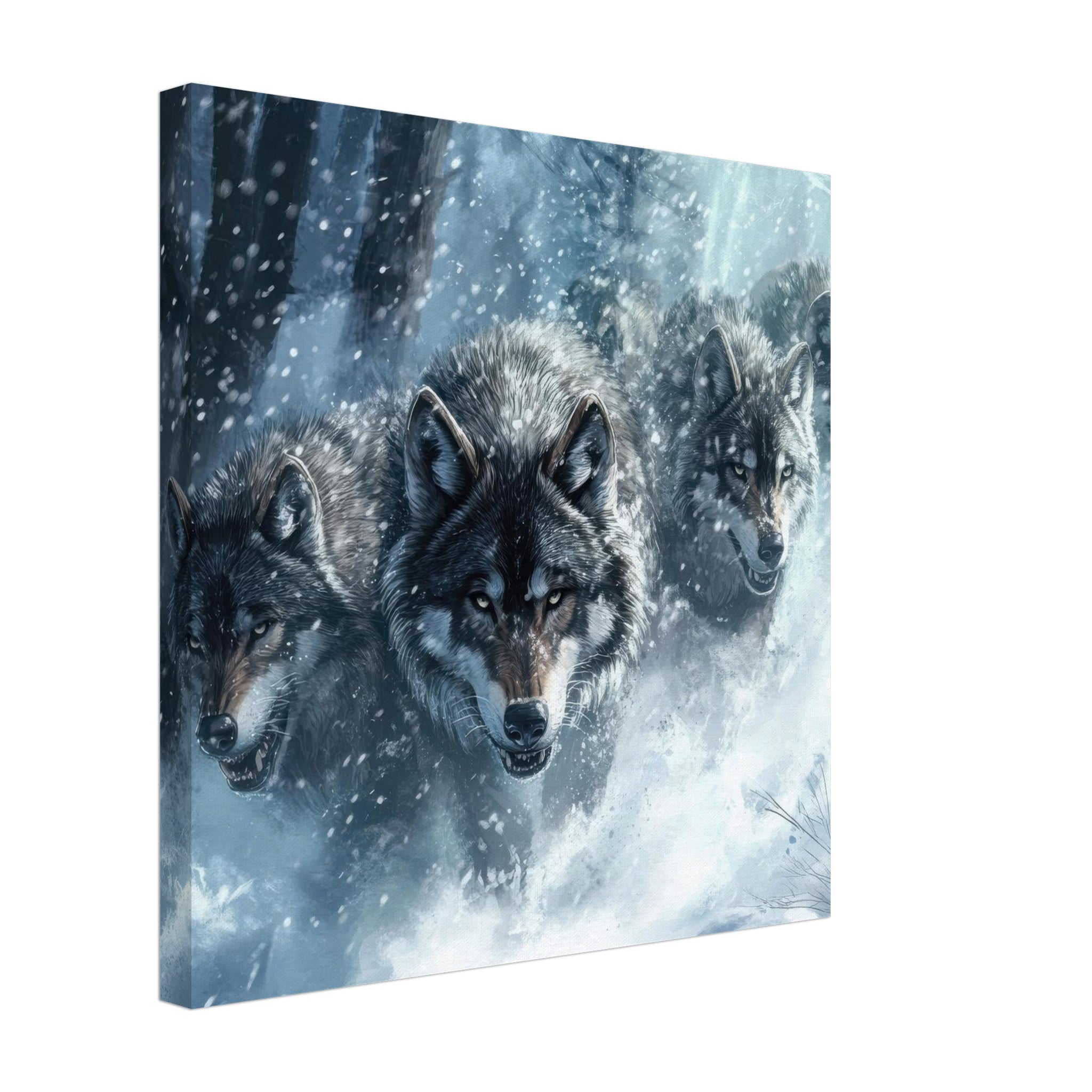 Canvas Square - Wolf Pack in the Snowy Wilderness - Shop Ai Art WebShop - Digital Art online Store