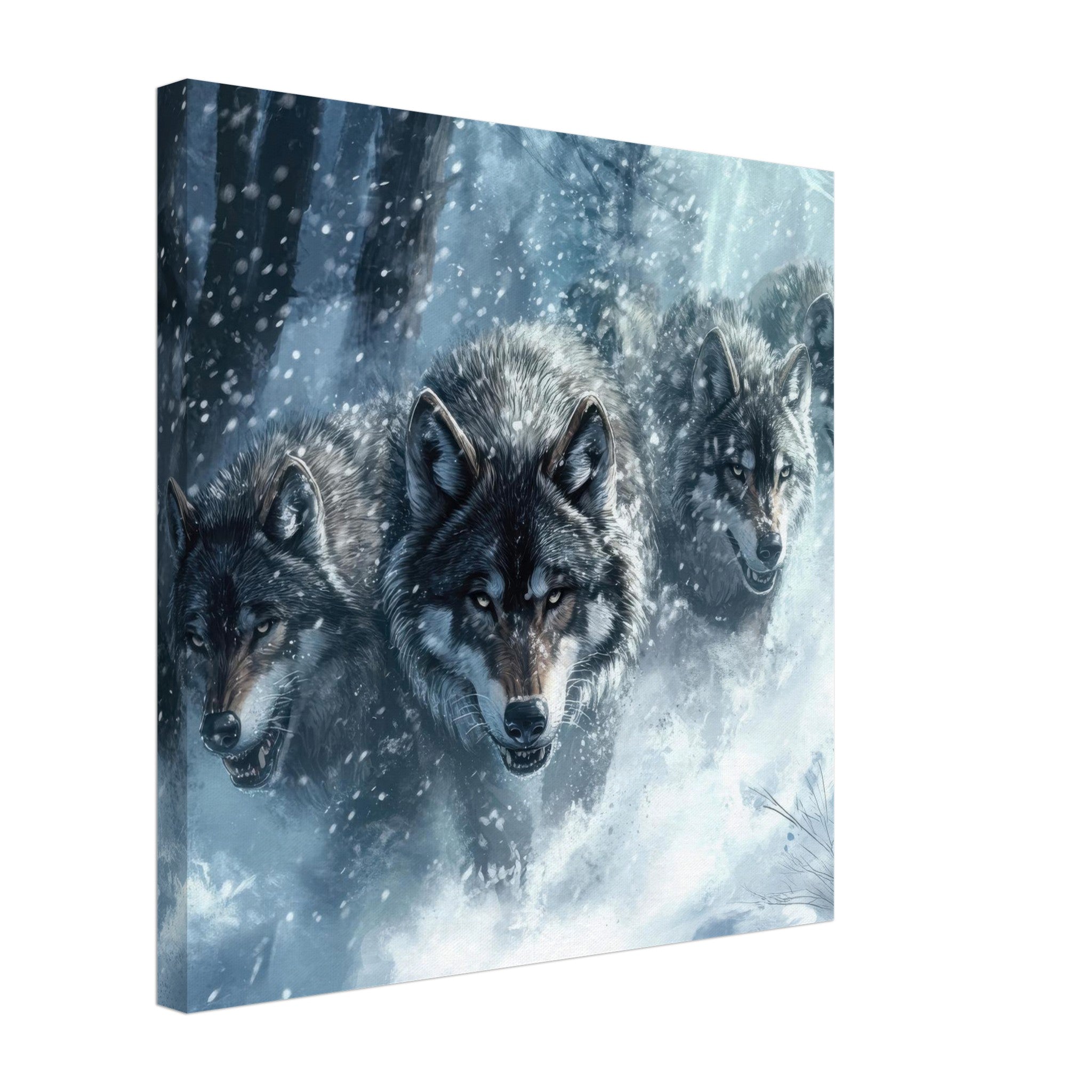 Canvas Square - Wolf Pack in the Snowy Wilderness - Shop Ai Art WebShop - Digital Art online Store