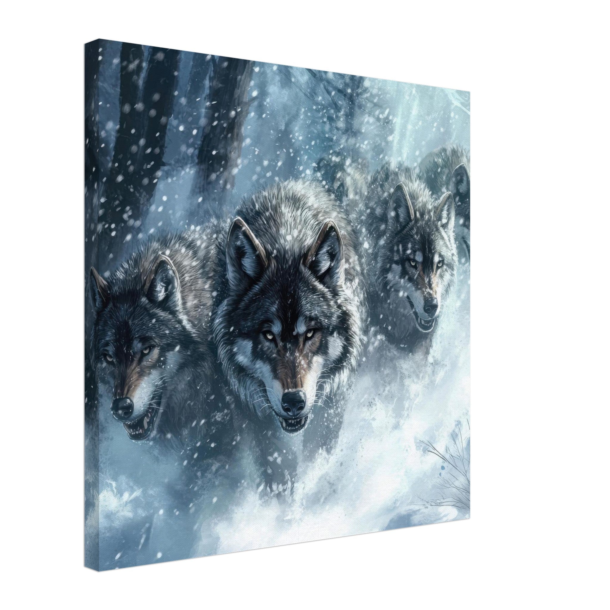 Canvas Square - Wolf Pack in the Snowy Wilderness - Shop Ai Art WebShop - Digital Art online Store