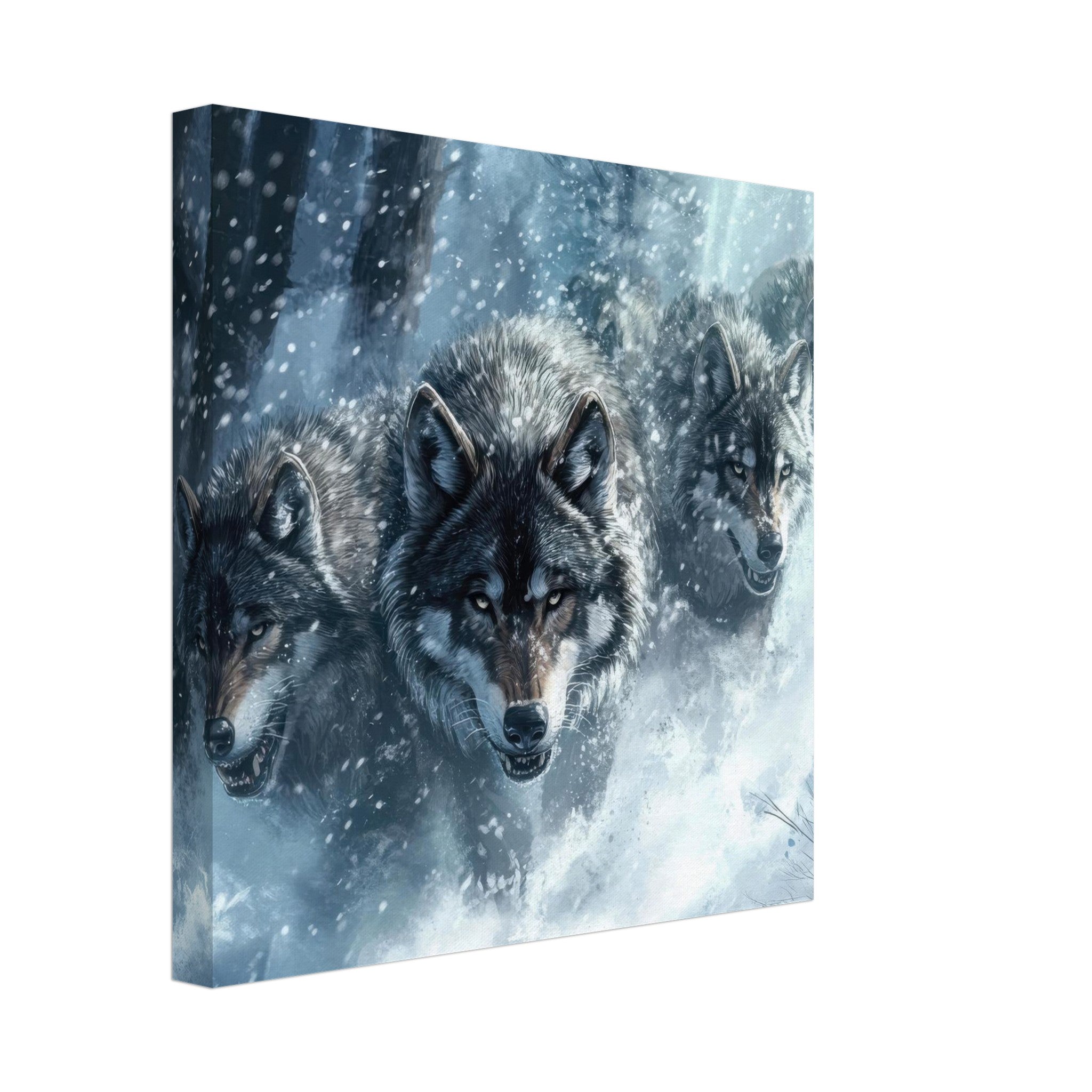 Canvas Square - Wolf Pack in the Snowy Wilderness - Shop Ai Art WebShop - Digital Art online Store