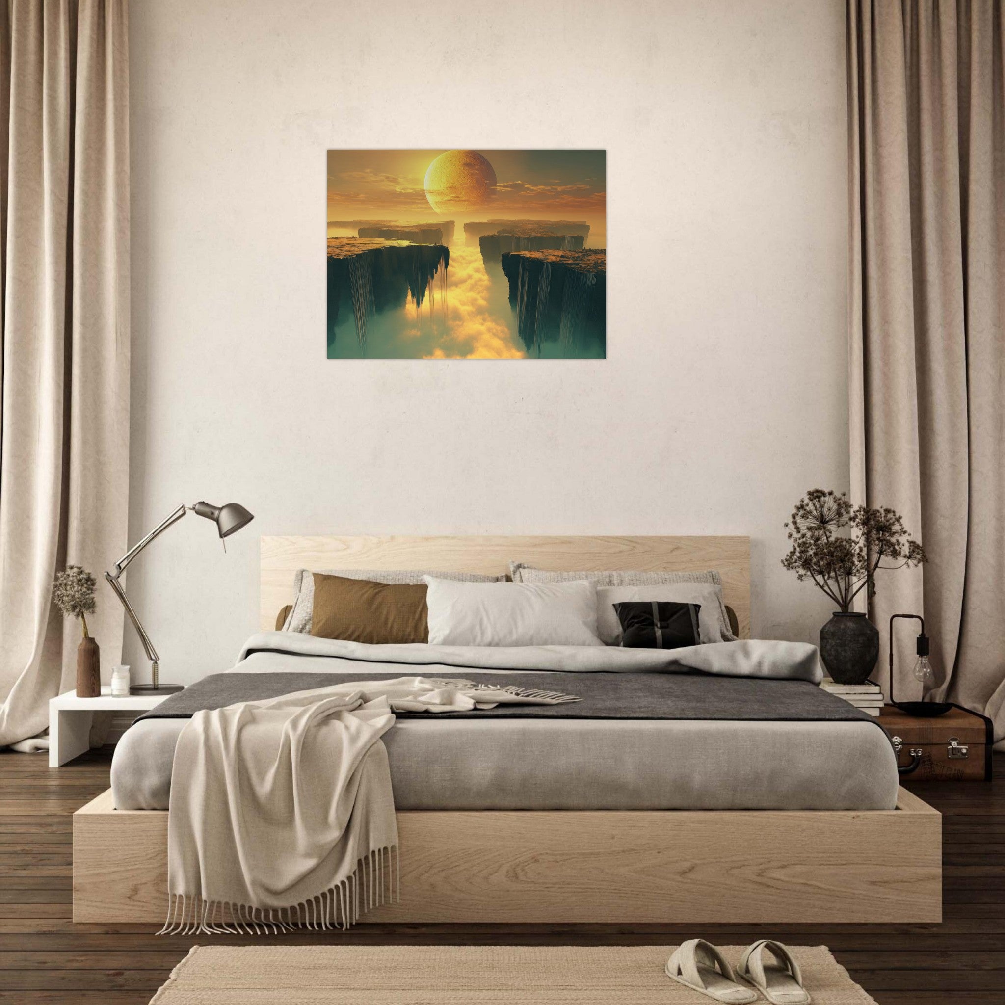 Fine Art Poster Landscape - A vast dreamscape with levitating islands a mass 3 - Shop Ai Art WebShop - Digital Art online Store