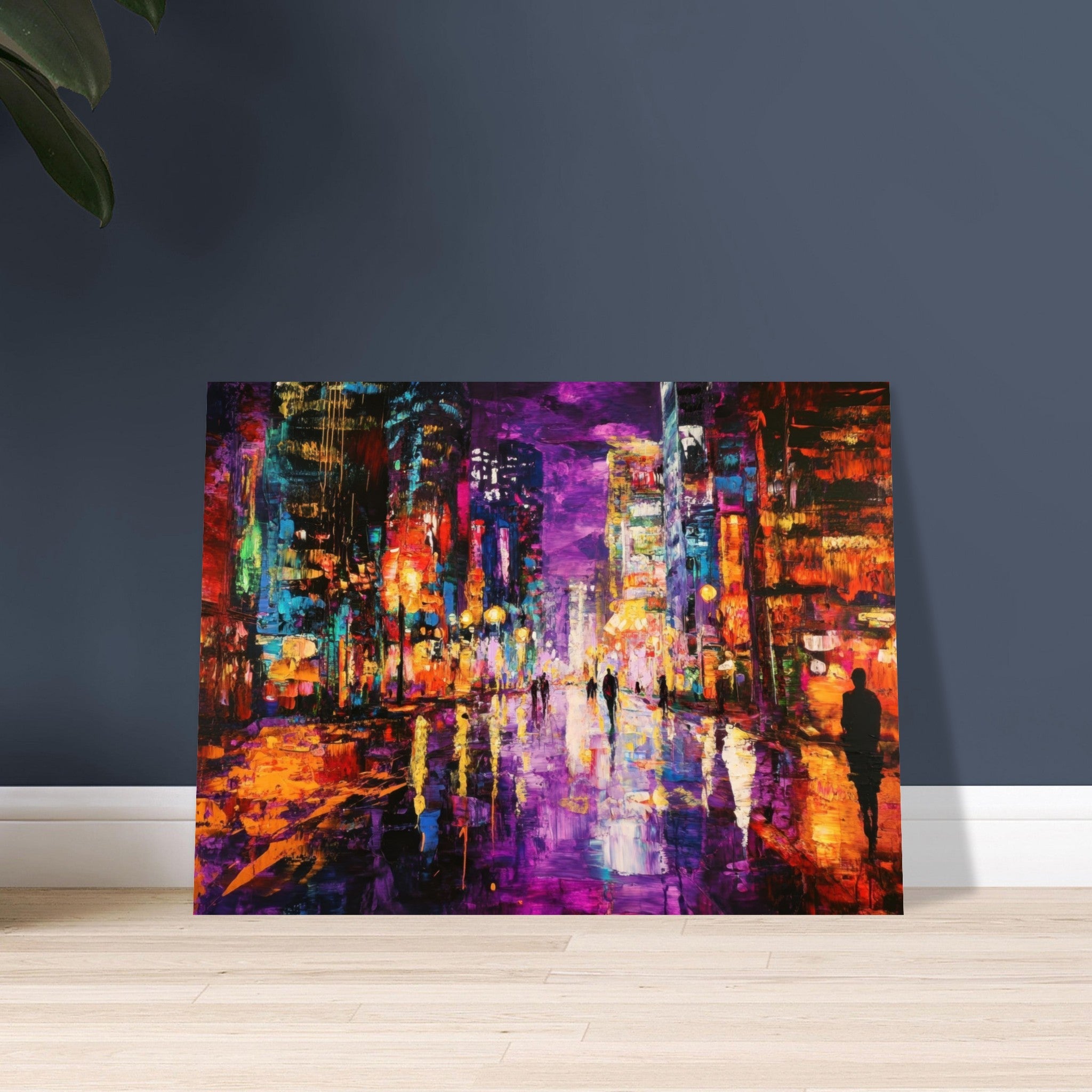 Fine Art Poster Landscape - A cityscape bathed in the dim glow of streetligh - Shop Ai Art WebShop - Digital Art online Store