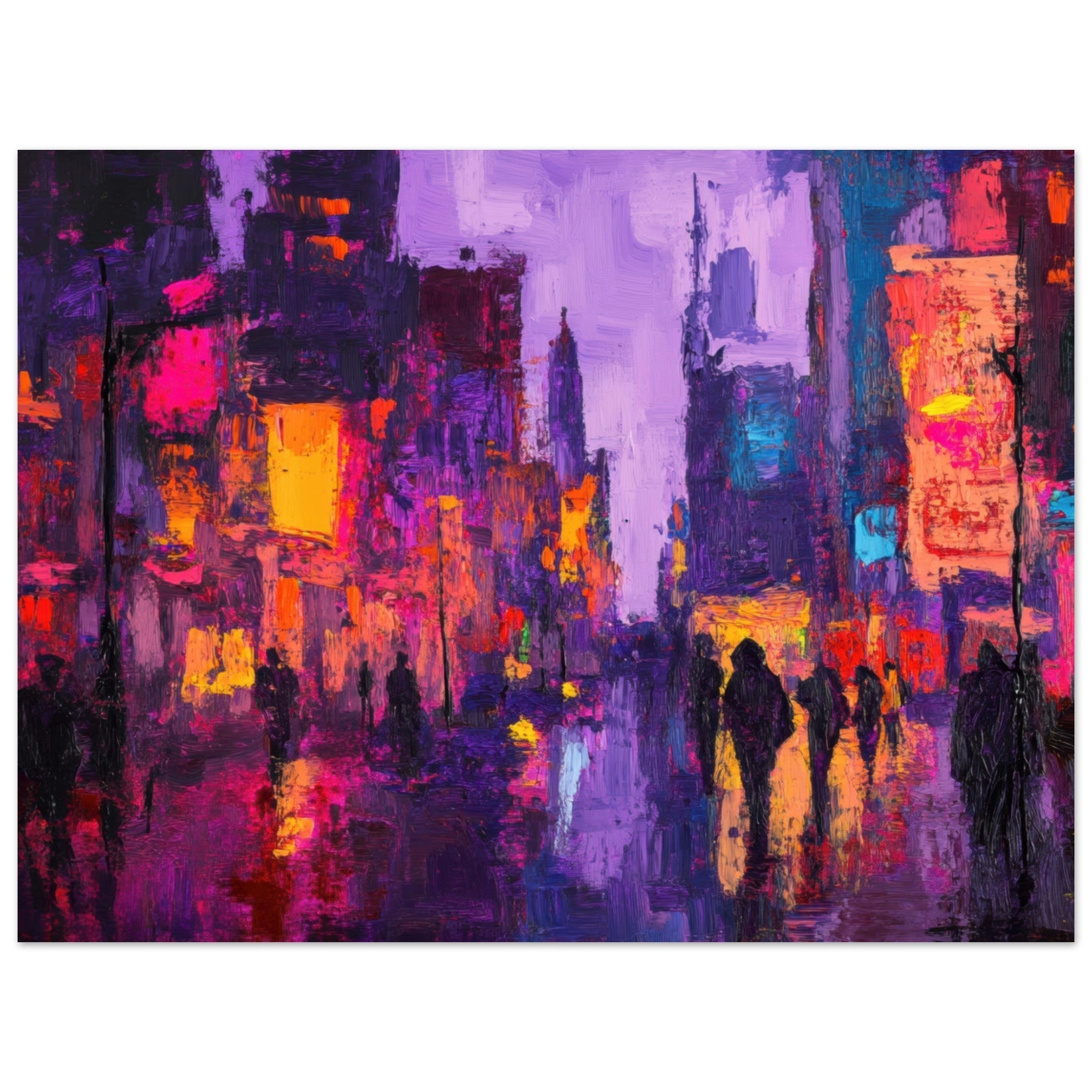 Fine Art Poster Landscape - A cityscape bathed in the dim glow of streetligh 3 - Shop Ai Art WebShop - Digital Art online Store
