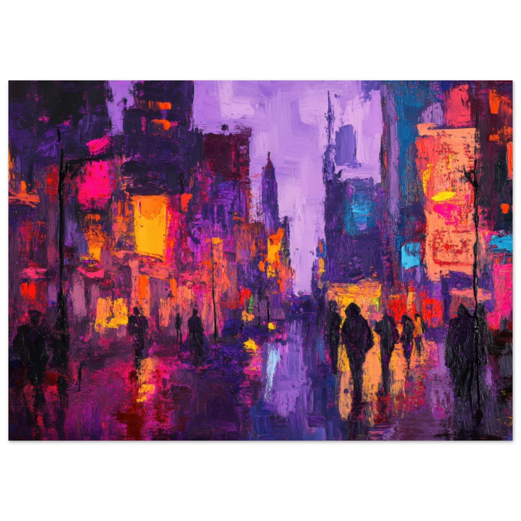 Fine Art Poster Landscape - A cityscape bathed in the dim glow of streetligh 3 - Shop Ai Art WebShop - Digital Art online Store