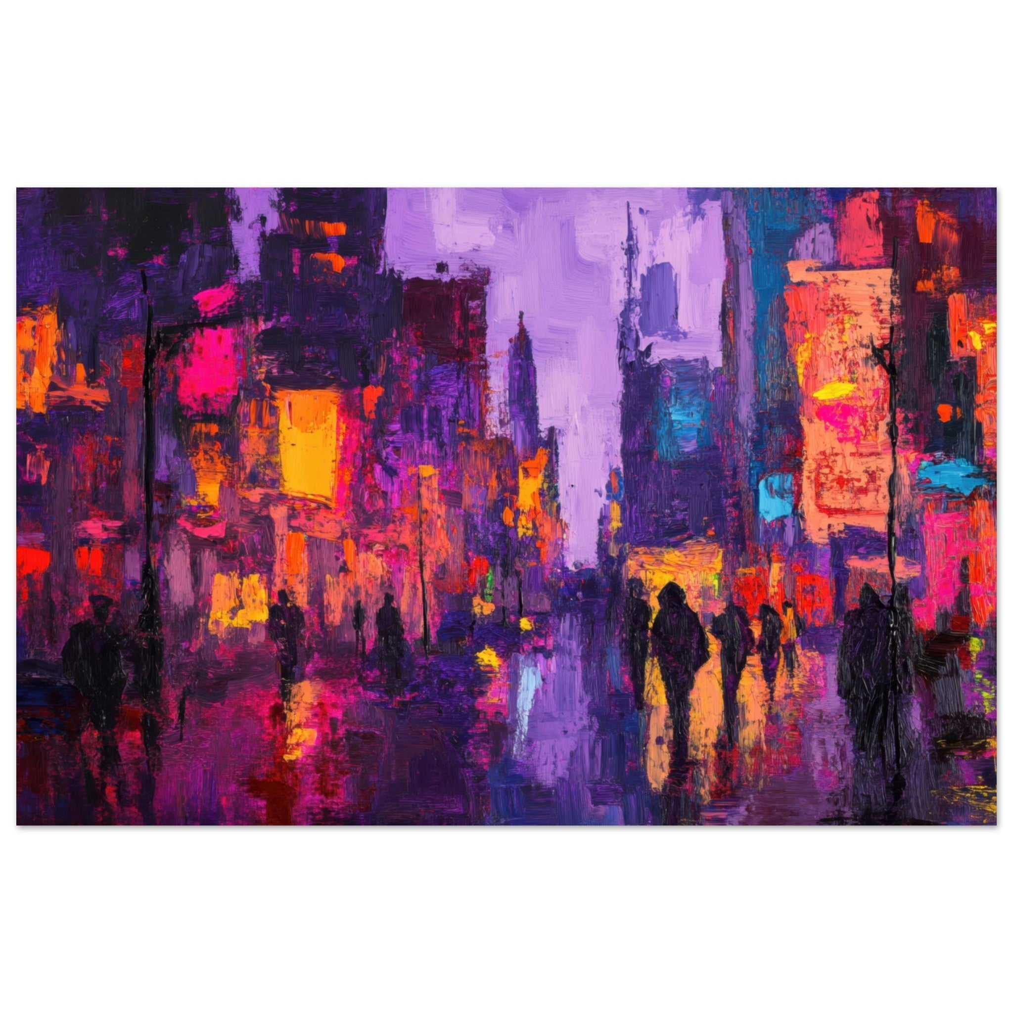 Fine Art Poster Landscape - A cityscape bathed in the dim glow of streetligh 3 - Shop Ai Art WebShop - Digital Art online Store