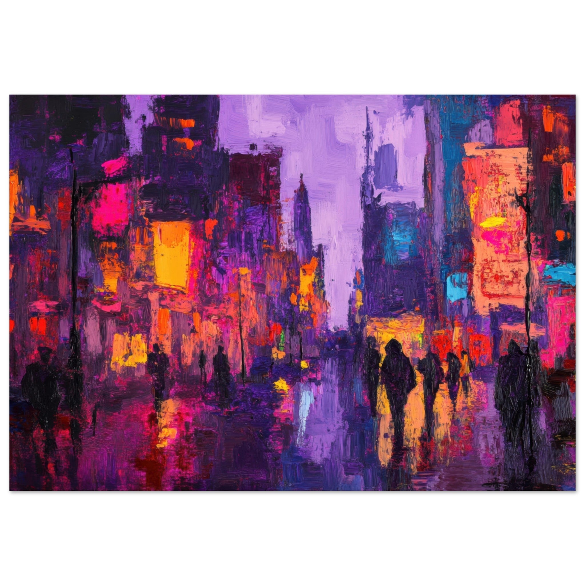 Fine Art Poster Landscape - A cityscape bathed in the dim glow of streetligh 3 - Shop Ai Art WebShop - Digital Art online Store