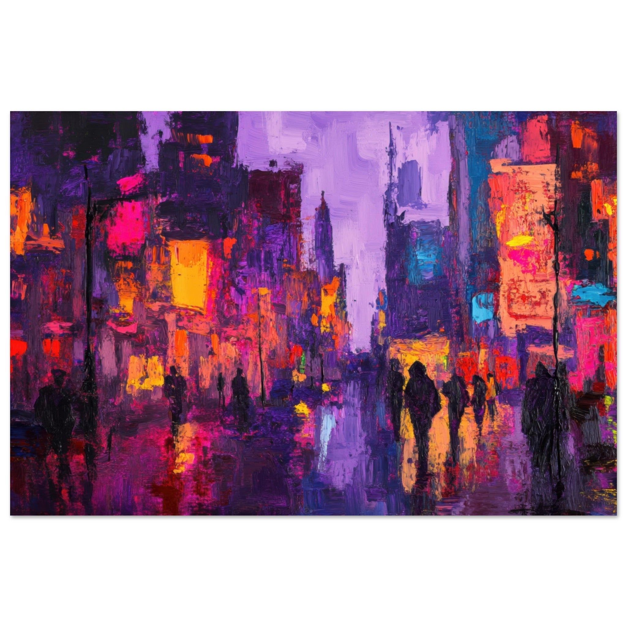 Fine Art Poster Landscape - A cityscape bathed in the dim glow of streetligh 3 - Shop Ai Art WebShop - Digital Art online Store