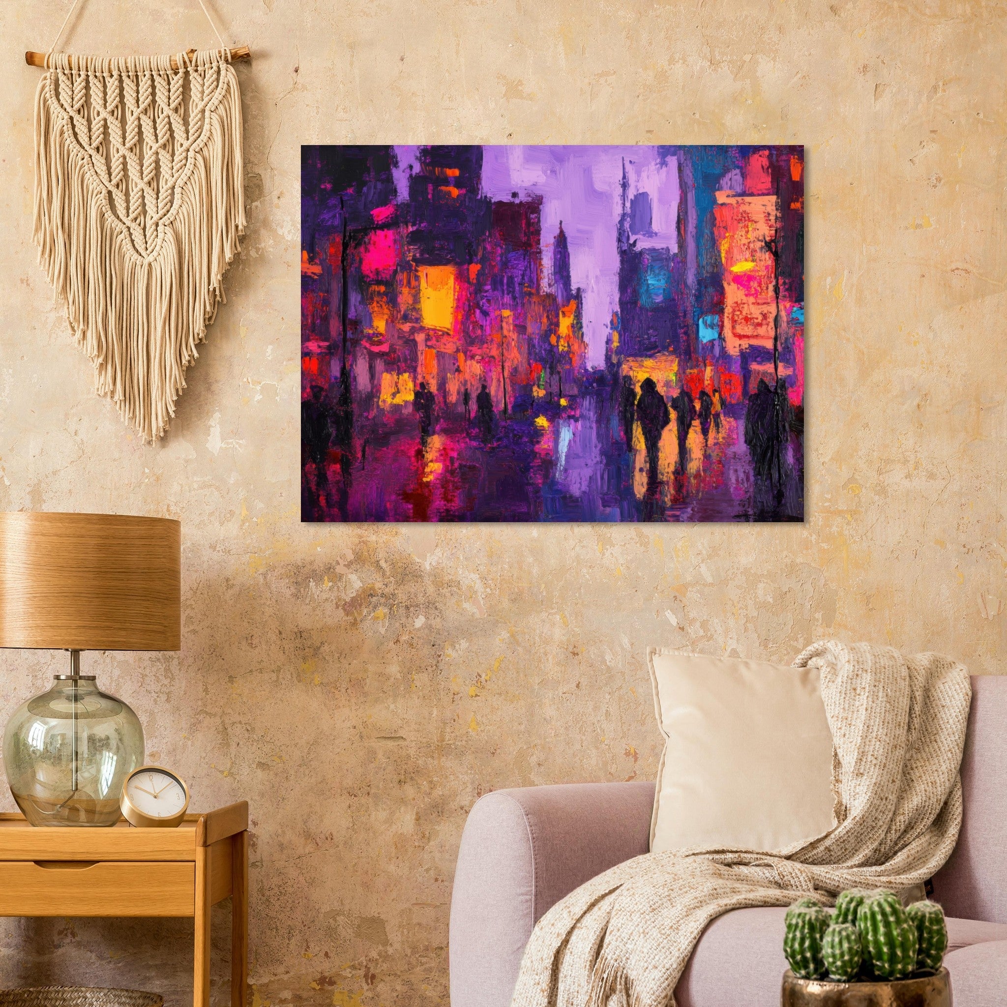 Fine Art Poster Landscape - A cityscape bathed in the dim glow of streetligh 3 - Shop Ai Art WebShop - Digital Art online Store