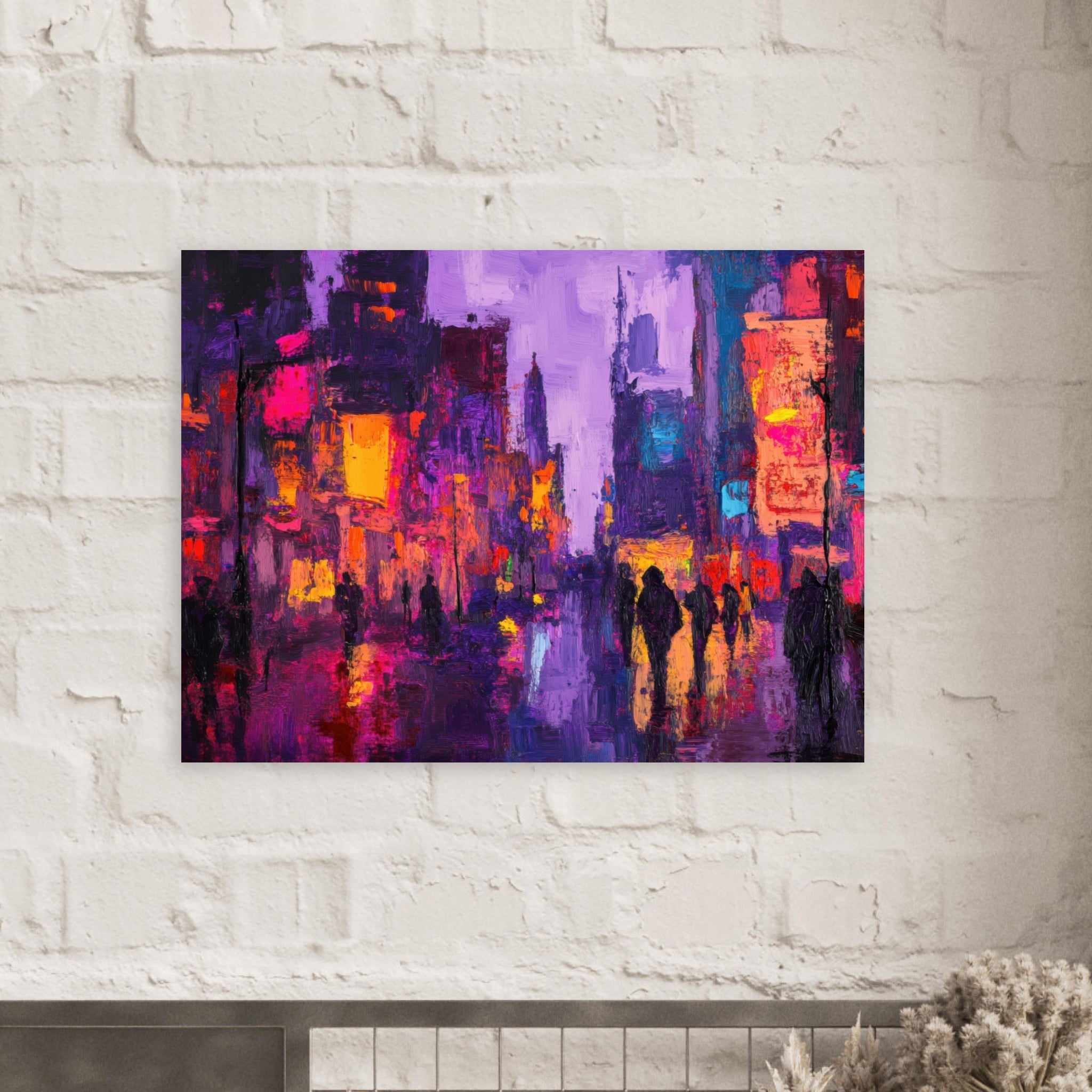 Fine Art Poster Landscape - A cityscape bathed in the dim glow of streetligh 3 - Shop Ai Art WebShop - Digital Art online Store