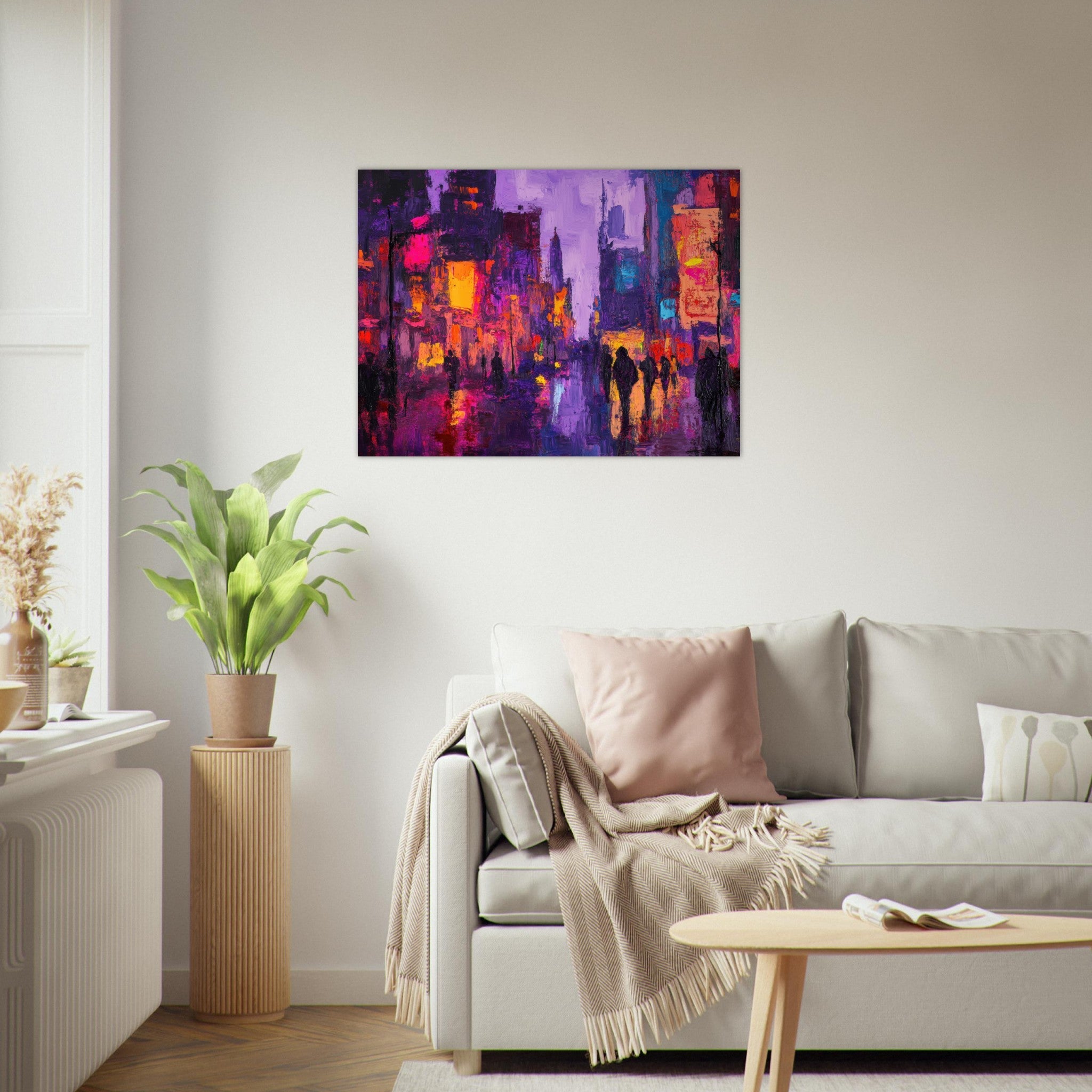 Fine Art Poster Landscape - A cityscape bathed in the dim glow of streetligh 3 - Shop Ai Art WebShop - Digital Art online Store