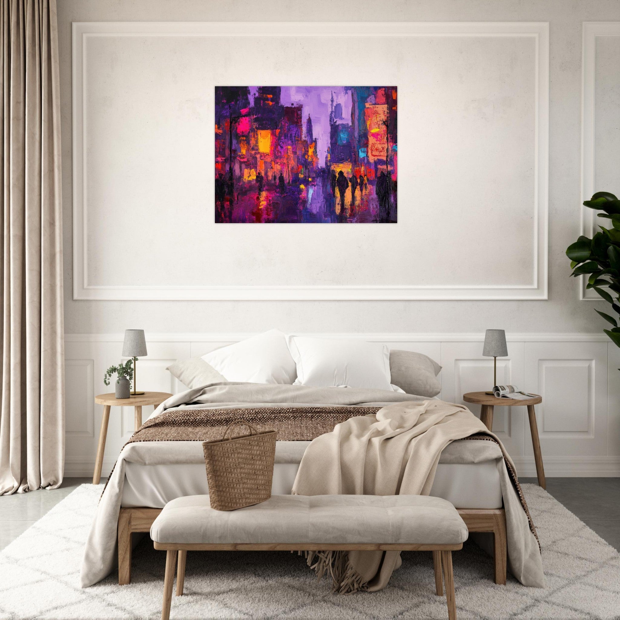 Fine Art Poster Landscape - A cityscape bathed in the dim glow of streetligh 3 - Shop Ai Art WebShop - Digital Art online Store