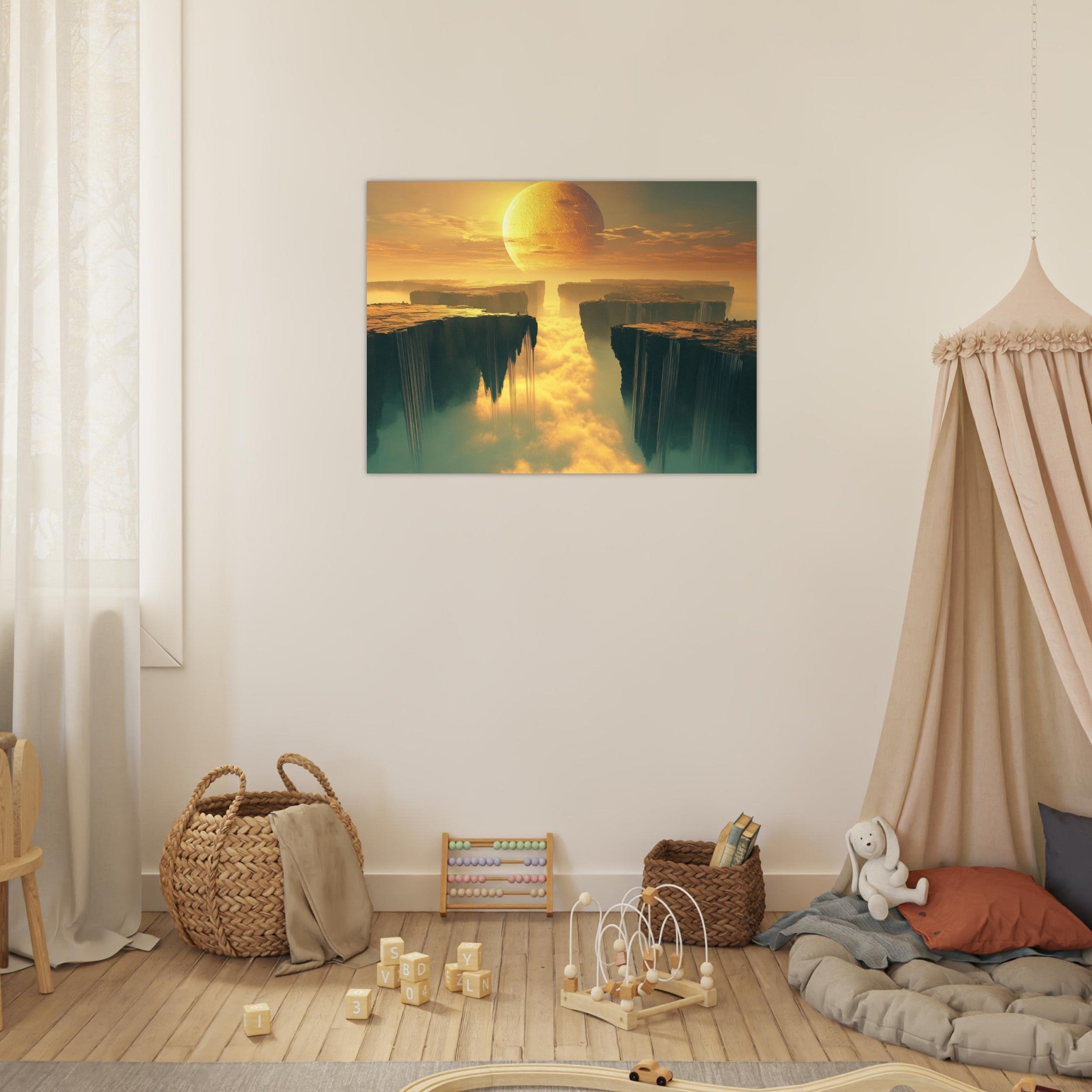 Fine Art Poster Landscape - A vast dreamscape with levitating islands a mass 3 - Shop Ai Art WebShop - Digital Art online Store