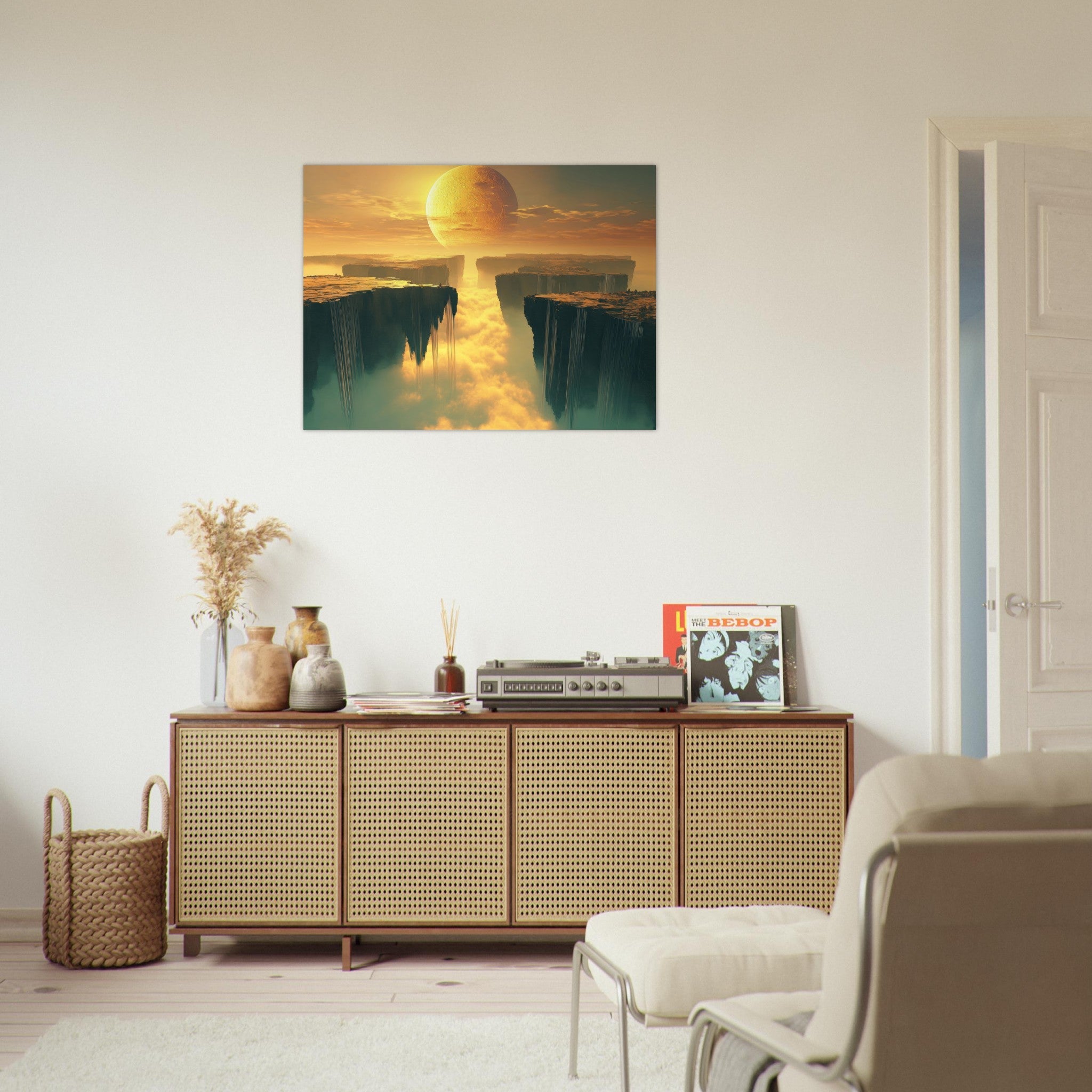 Fine Art Poster Landscape - A vast dreamscape with levitating islands a mass 3 - Shop Ai Art WebShop - Digital Art online Store