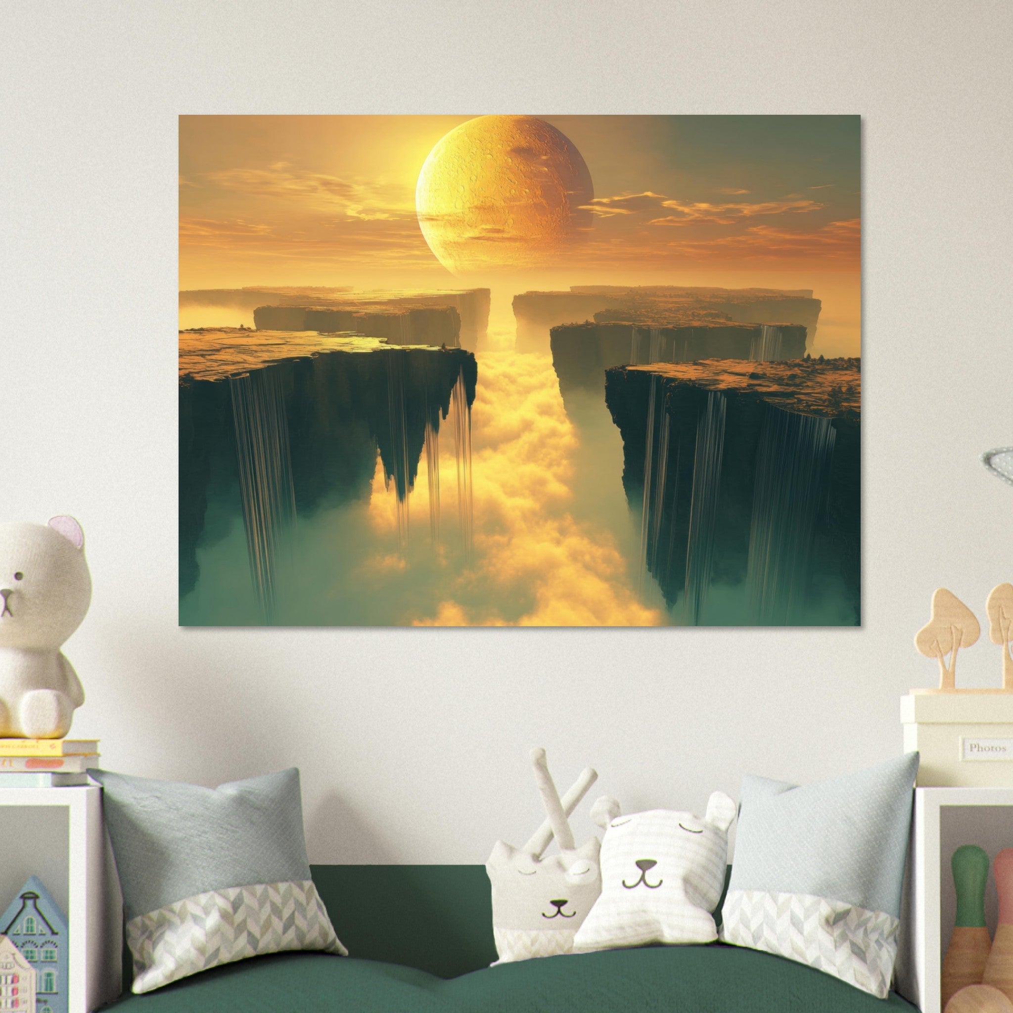 Fine Art Poster Landscape - A vast dreamscape with levitating islands a mass 3 - Shop Ai Art WebShop - Digital Art online Store