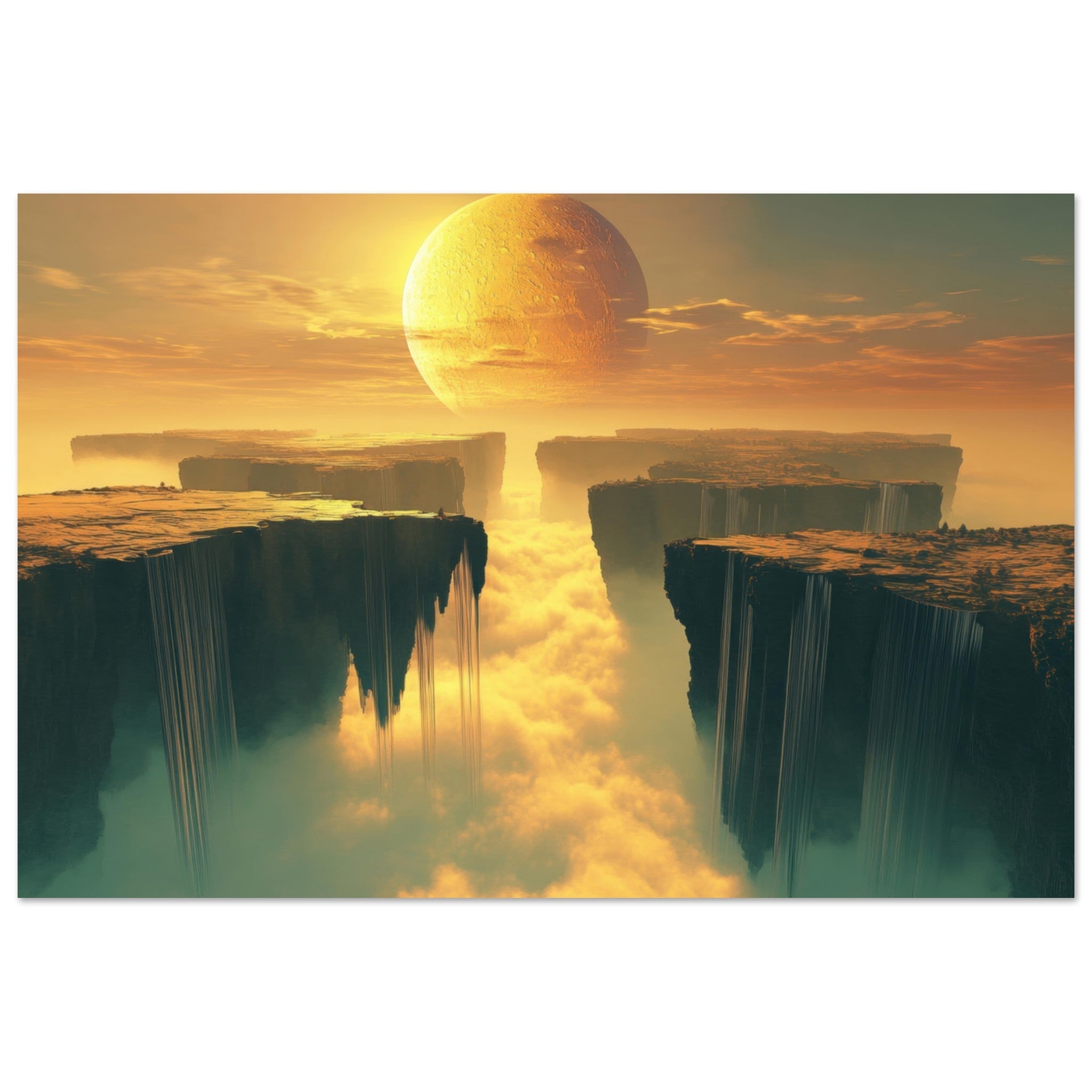 Fine Art Poster Landscape - A vast dreamscape with levitating islands a mass 3 - Shop Ai Art WebShop - Digital Art online Store