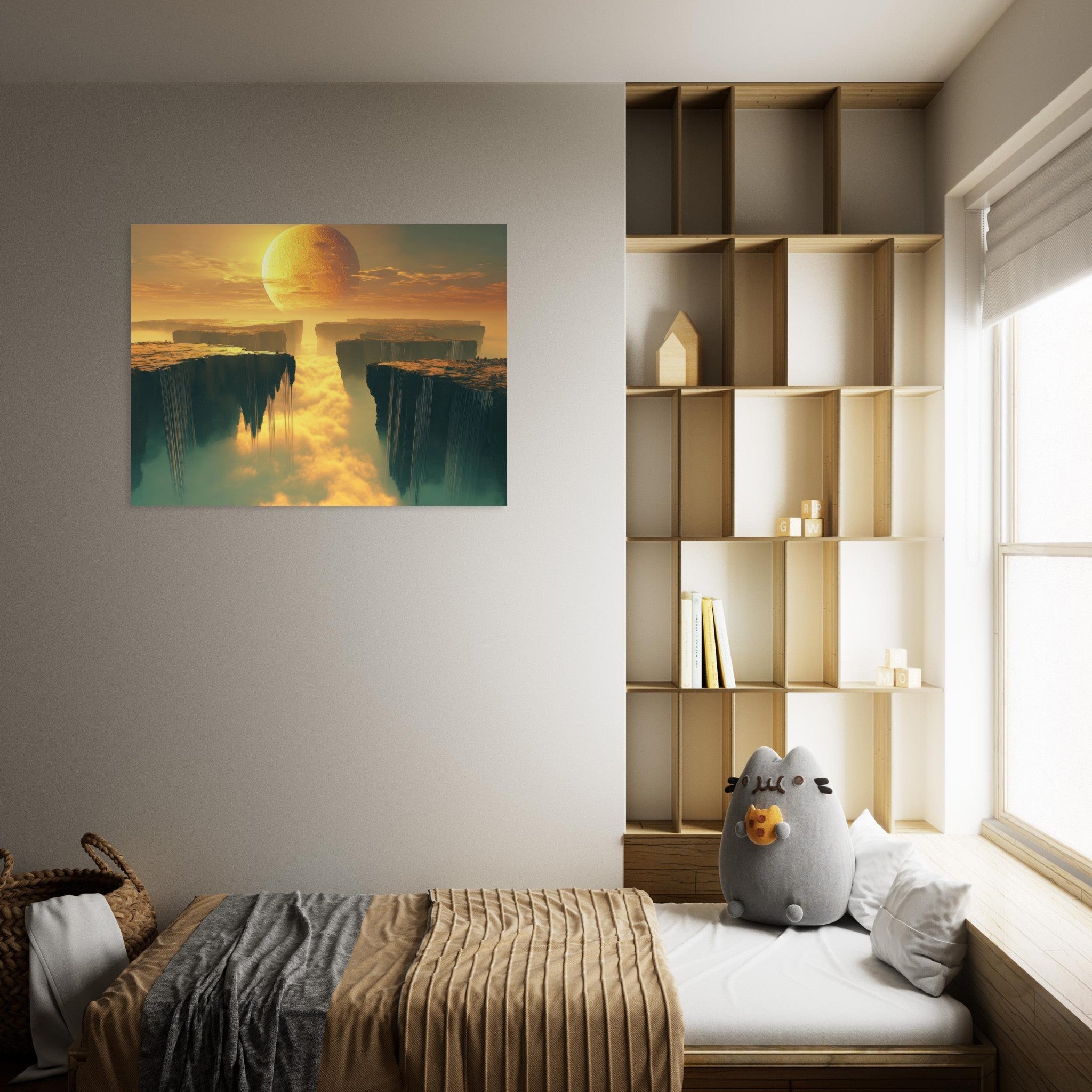 Fine Art Poster Landscape - A vast dreamscape with levitating islands a mass 3 - Shop Ai Art WebShop - Digital Art online Store