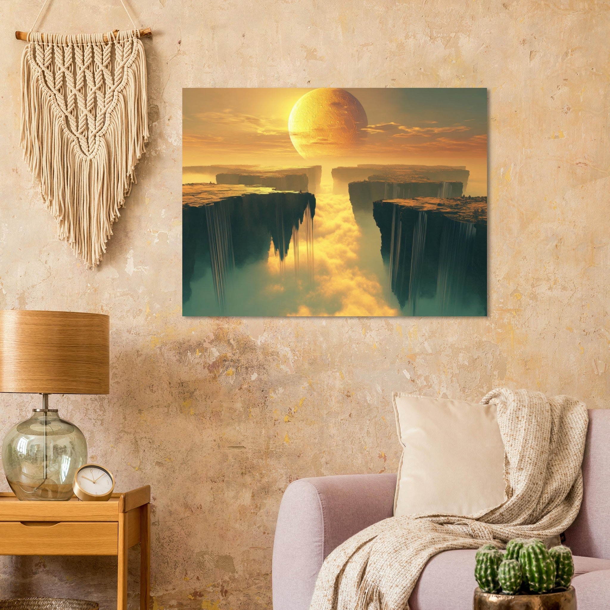 Fine Art Poster Landscape - A vast dreamscape with levitating islands a mass 3 - Shop Ai Art WebShop - Digital Art online Store