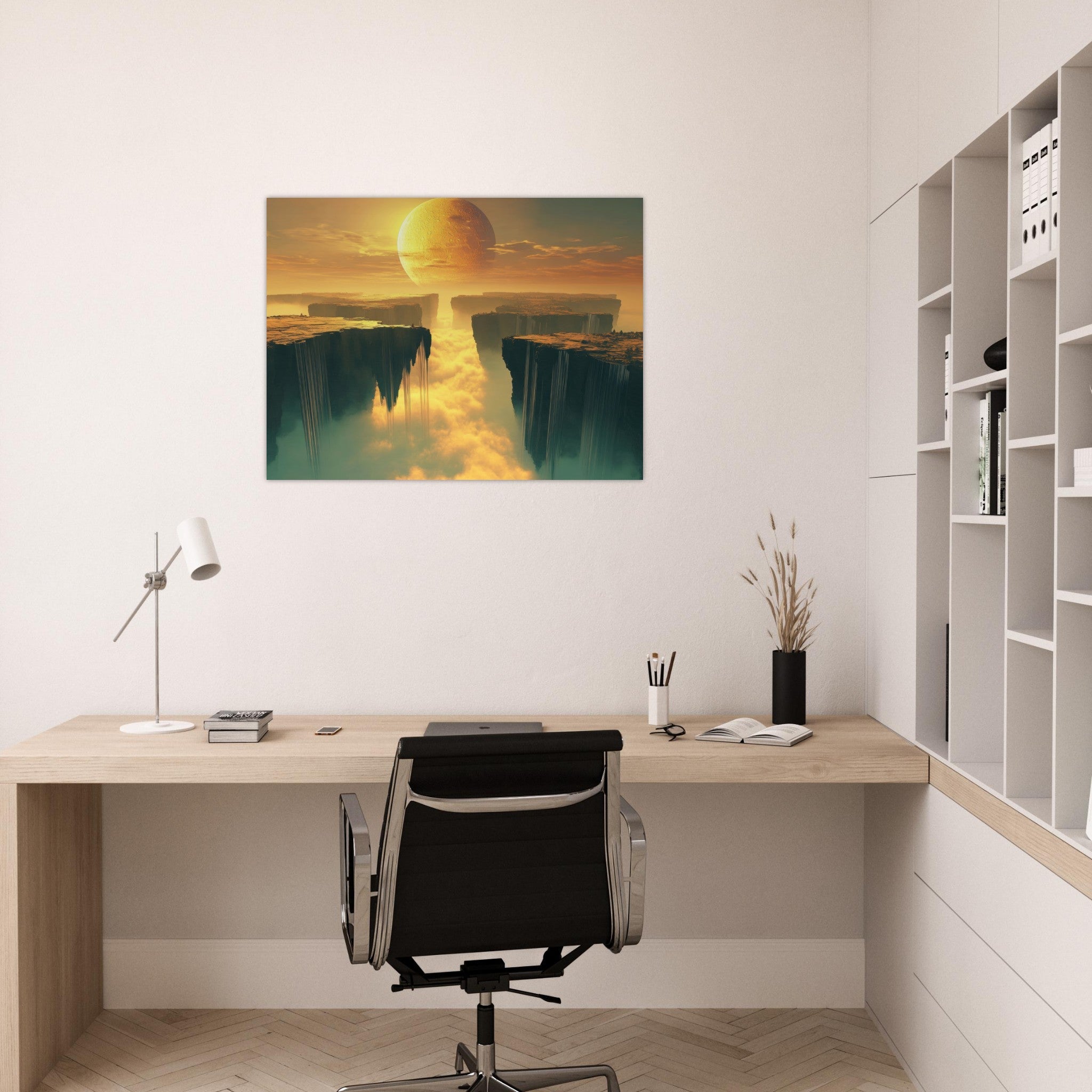 Fine Art Poster Landscape - A vast dreamscape with levitating islands a mass 3 - Shop Ai Art WebShop - Digital Art online Store