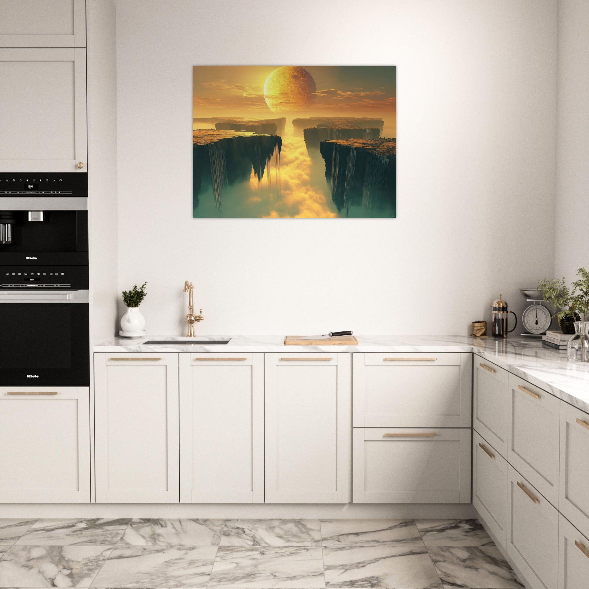 Fine Art Poster Landscape - A vast dreamscape with levitating islands a mass 3 - Shop Ai Art WebShop - Digital Art online Store