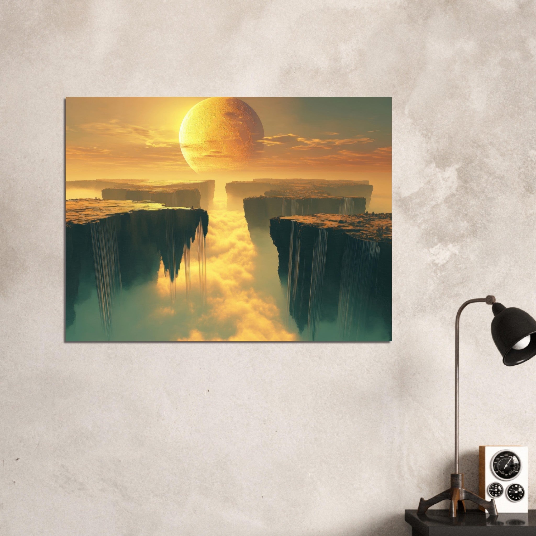 Fine Art Poster Landscape - A vast dreamscape with levitating islands a mass 3 - Shop Ai Art WebShop - Digital Art online Store