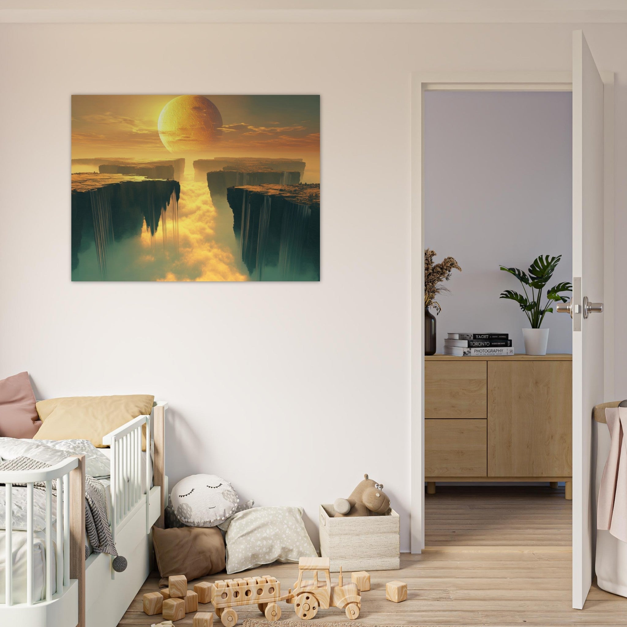 Fine Art Poster Landscape - A vast dreamscape with levitating islands a mass 3 - Shop Ai Art WebShop - Digital Art online Store