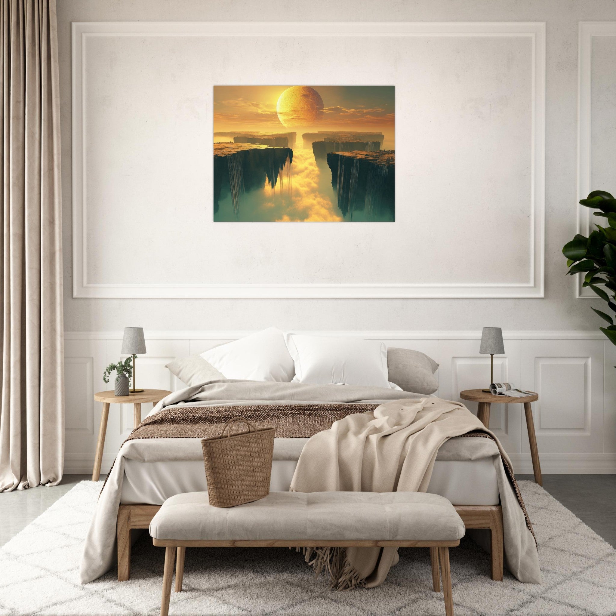 Fine Art Poster Landscape - A vast dreamscape with levitating islands a mass 3 - Shop Ai Art WebShop - Digital Art online Store