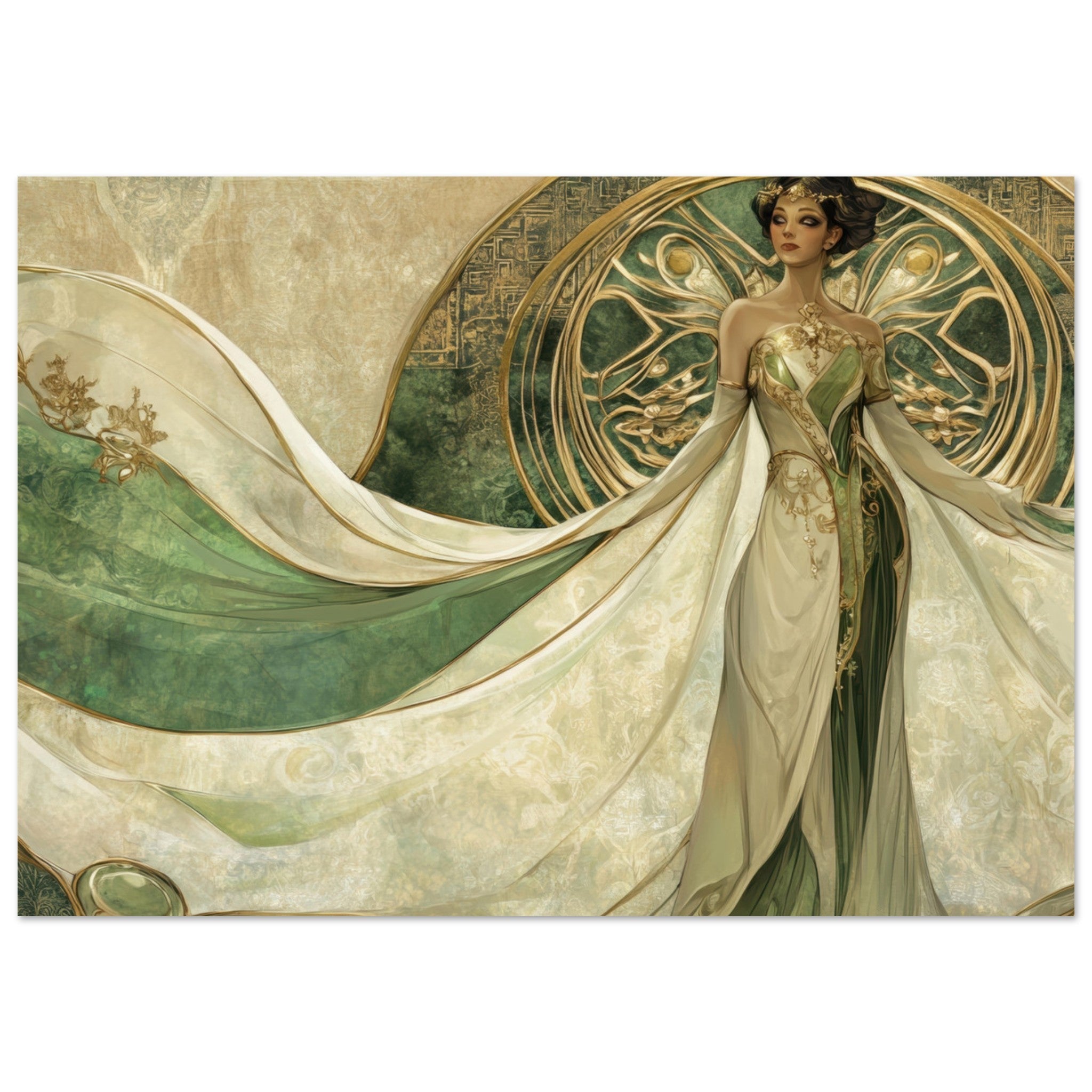 Fine Art Poster Landscape - Alien Royalty in Art Nouveau Elegance A portrait 4 - Shop Ai Art WebShop - Digital Art online Store