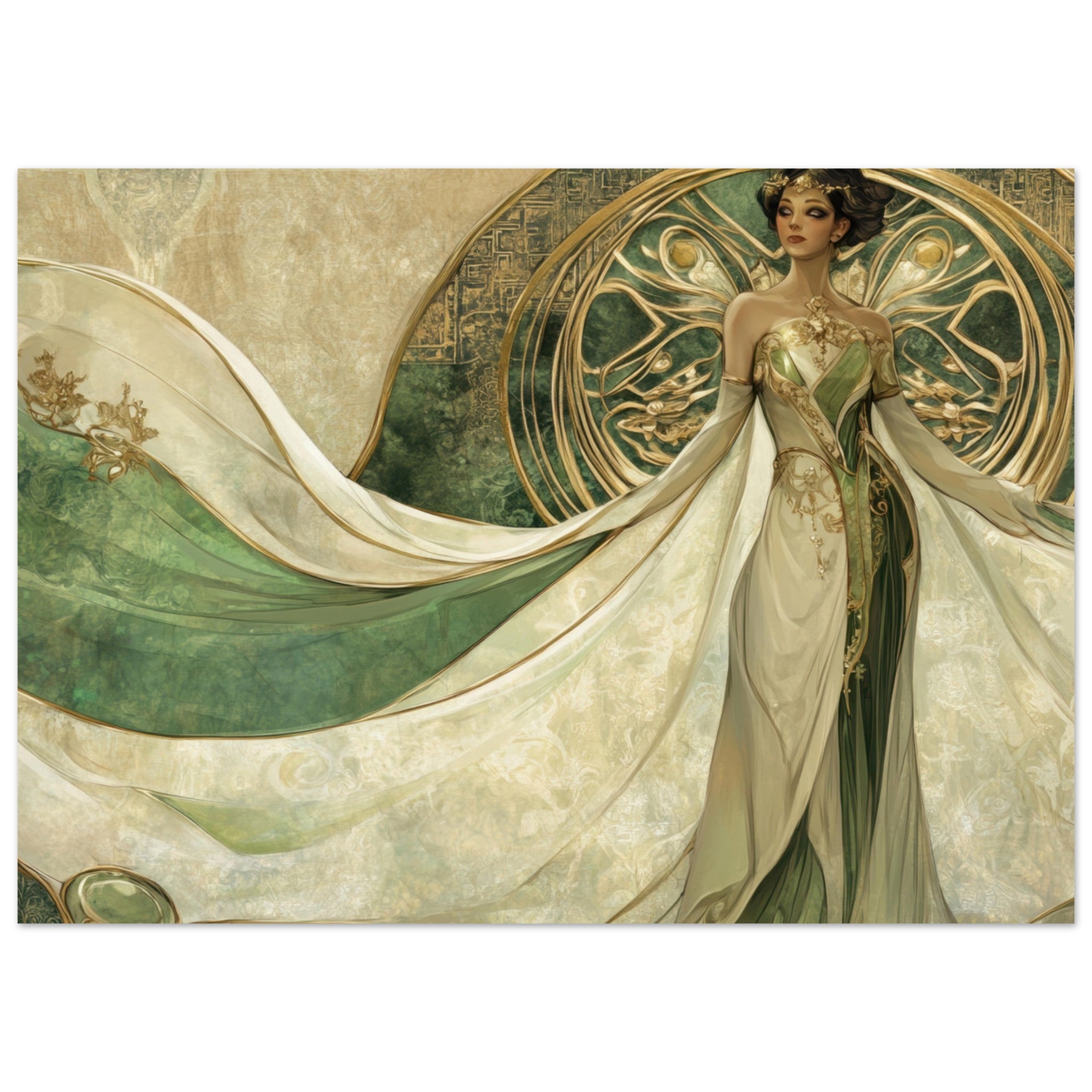 Fine Art Poster Landscape - Alien Royalty in Art Nouveau Elegance A portrait 4 - Shop Ai Art WebShop - Digital Art online Store